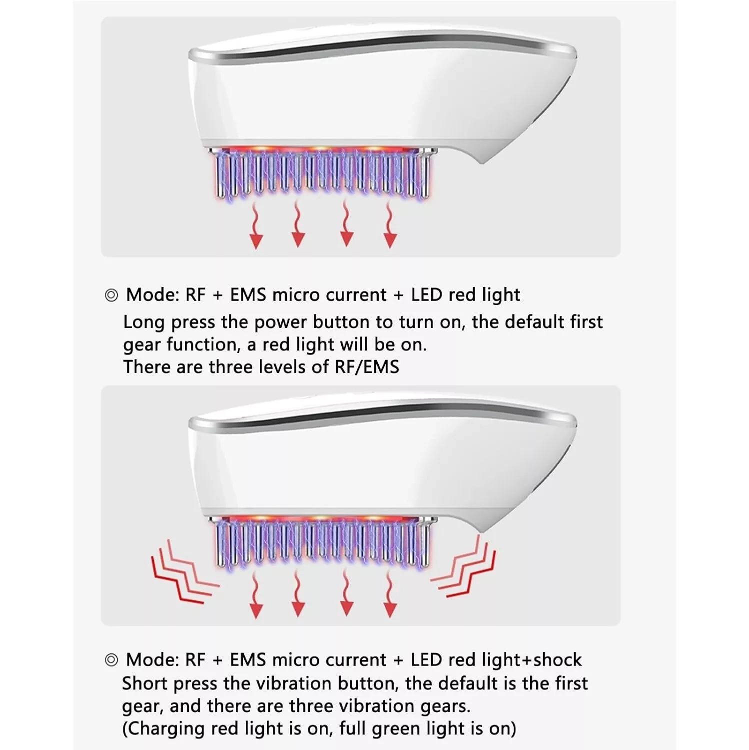 EMS – Brosse à cheveux à repousse par radiofréquence, brosse de massage pour les mollets à stimulation électrique