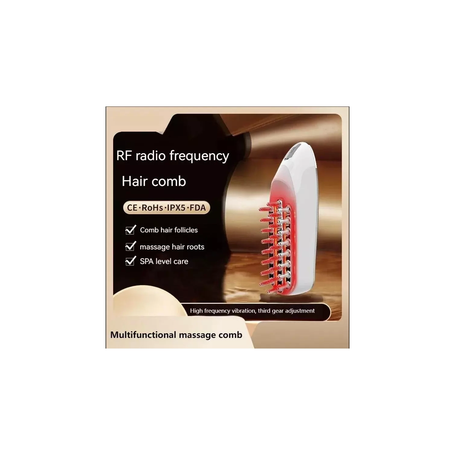 EMS – Brosse à cheveux à repousse par radiofréquence, brosse de massage pour les mollets à stimulation électrique