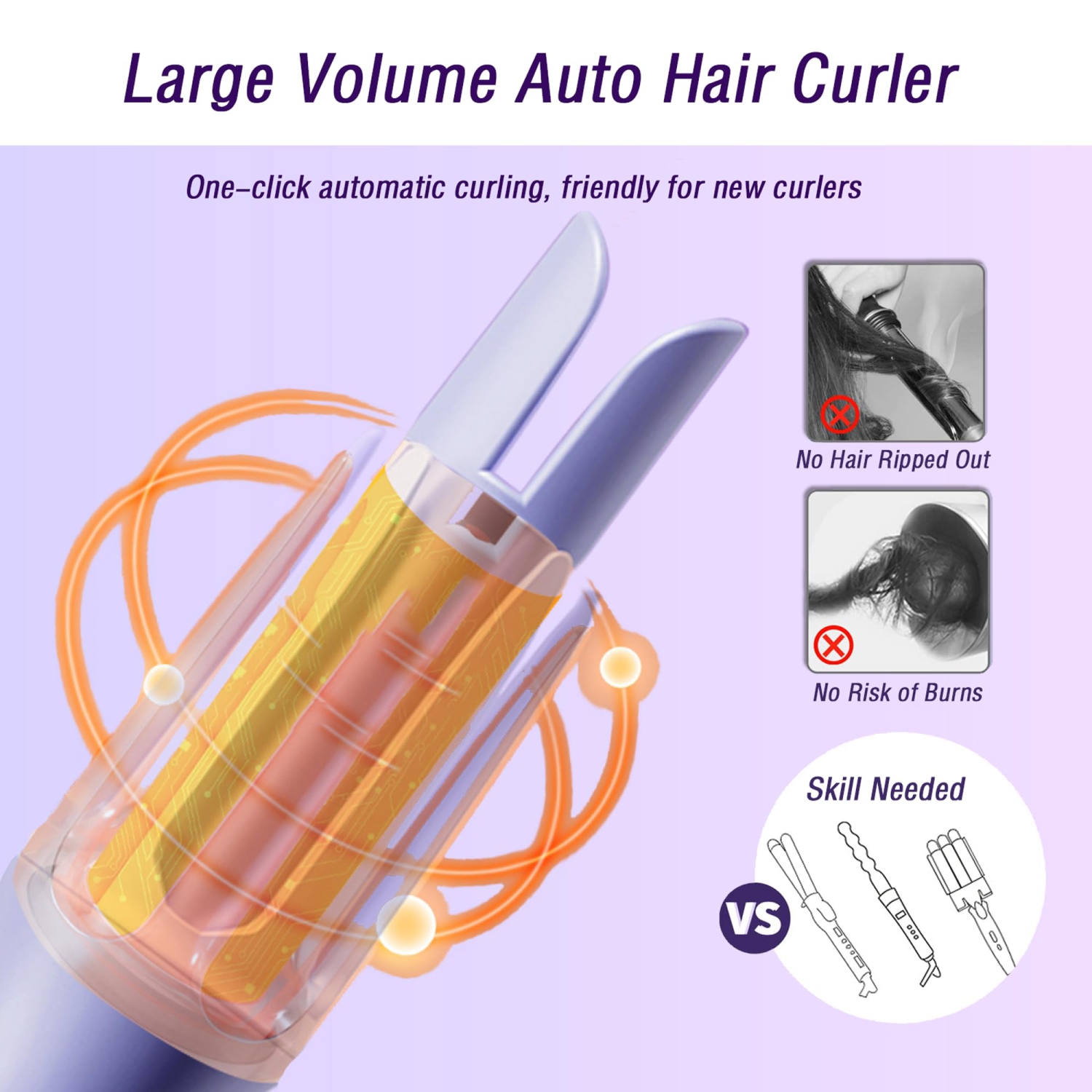 Automatic Hair Curle 32mm Rotating Curling Iron with 4 Temperatures Automatic Curling Iron Wand for Women