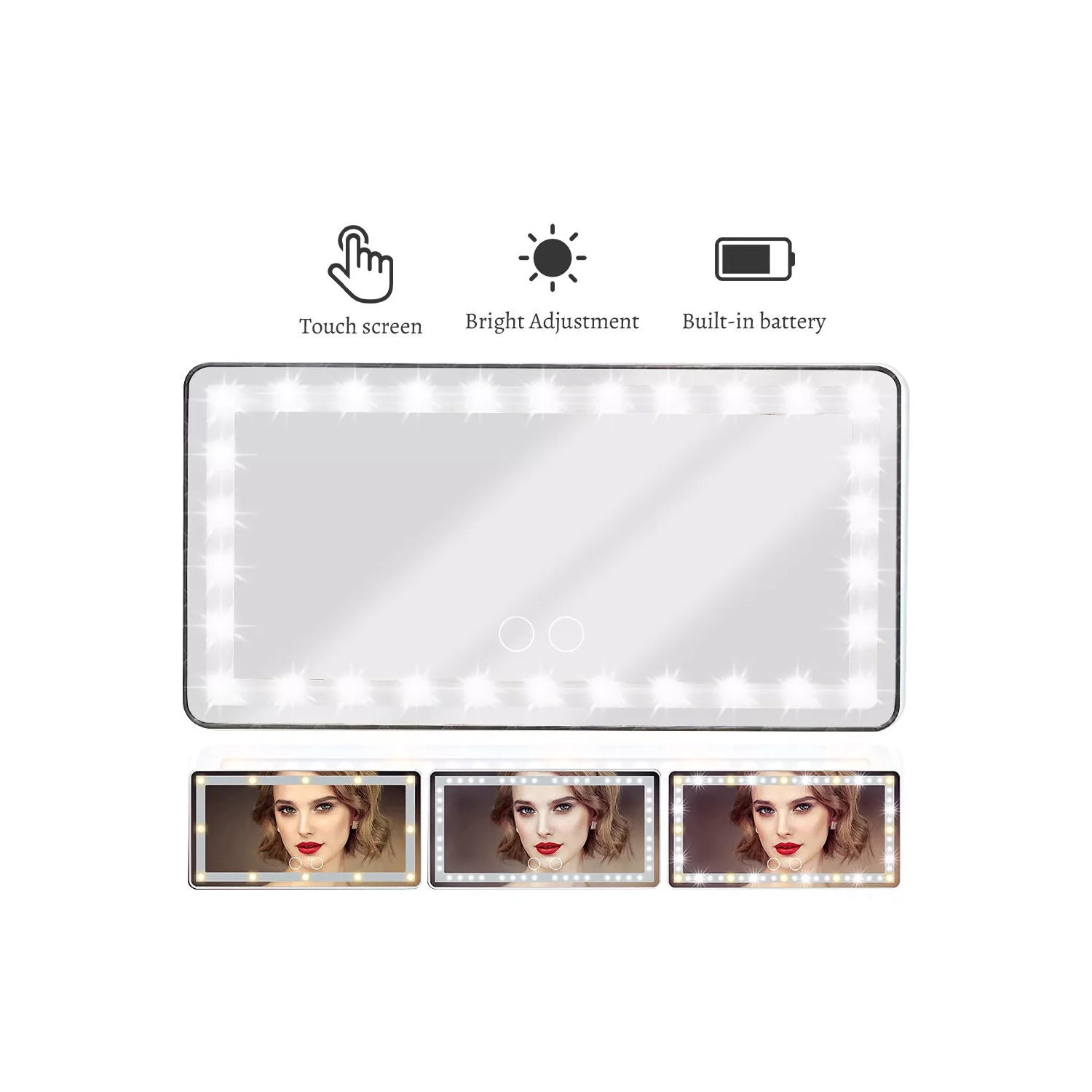 60 LEDs Car Sun Visor Vanity Mirror Rechargeable Makeup Mirror with 3 Light Modes