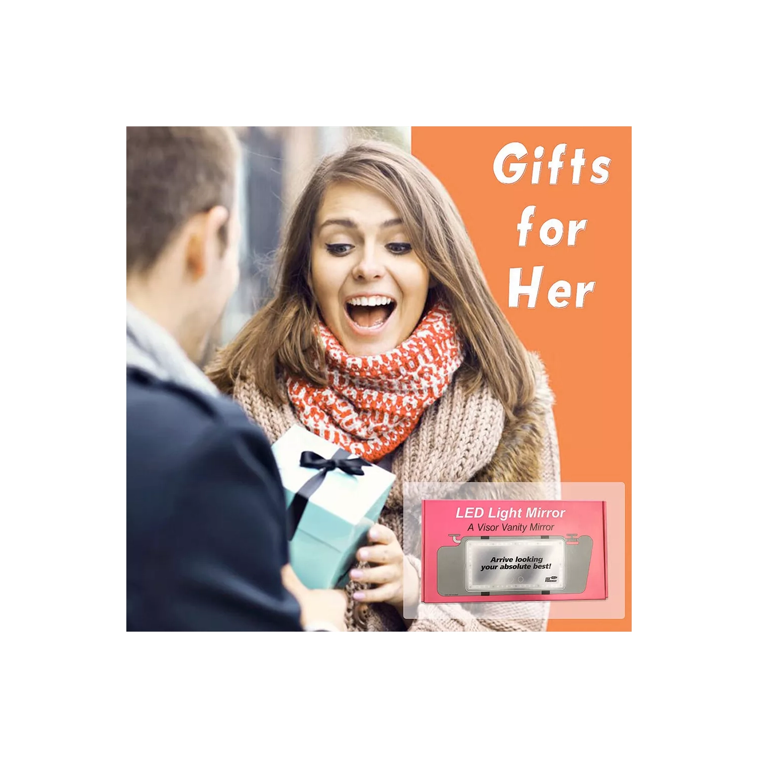 60 LEDs Car Sun Visor Vanity Mirror Rechargeable Makeup Mirror with 3 Light Modes