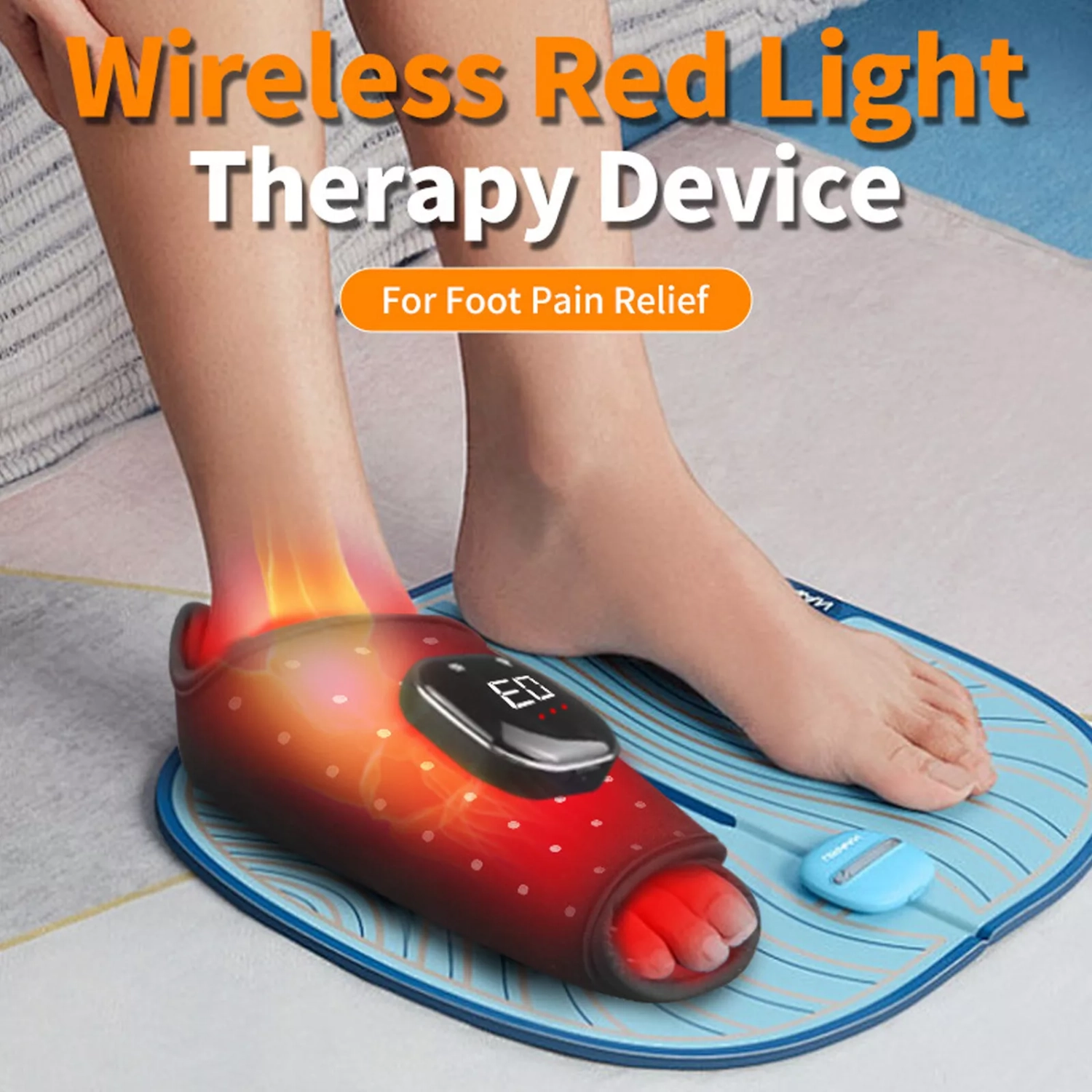 Wireless Red Light Therapy for Foot Pain Relief Portable Near Infrared Light Devices Wearable Treatment Insoles for Feet, Knees and Arms