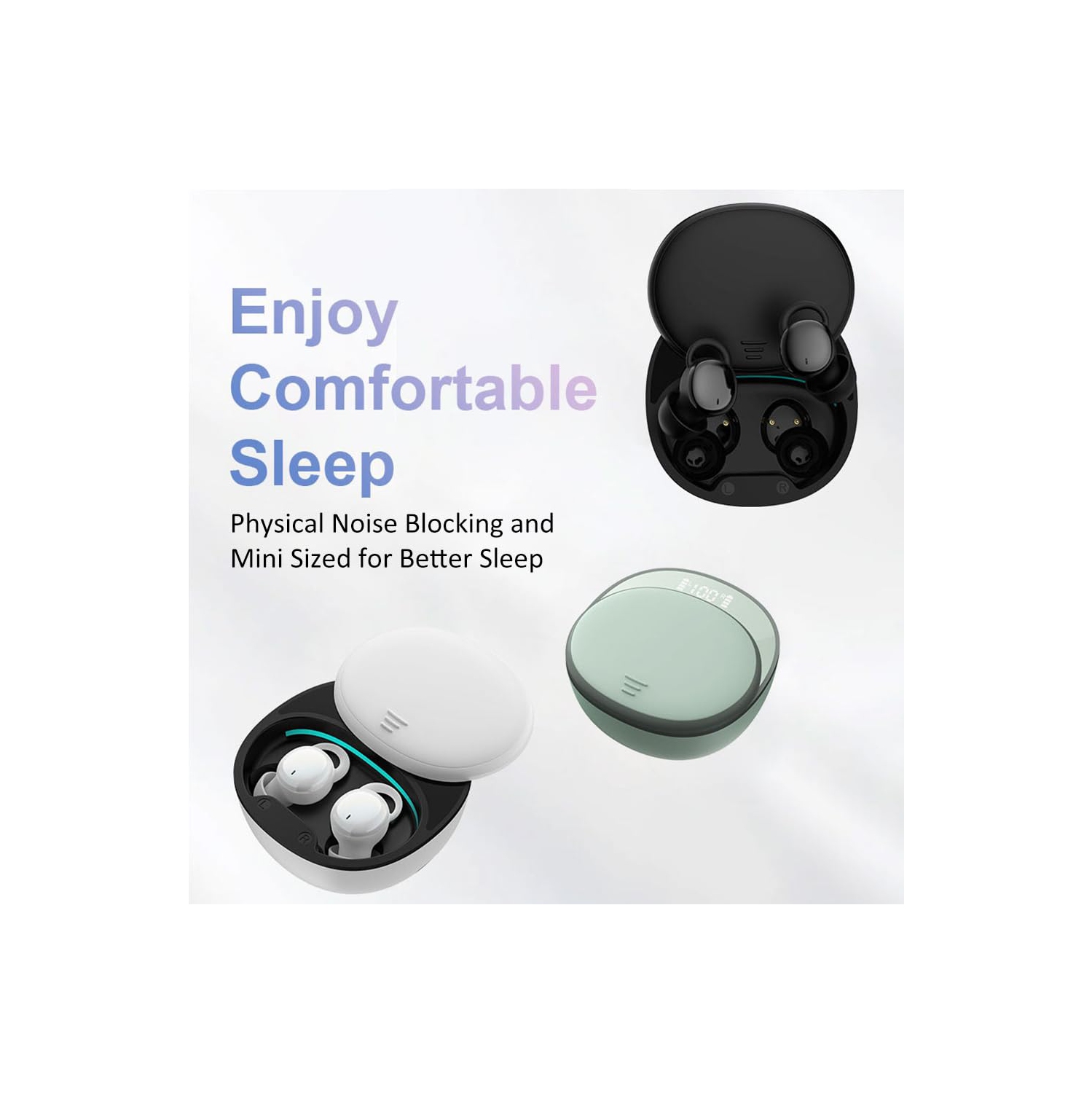 Écouteurs boutons antibruit pour dormir avec étui de chargement de voyage Mini Écouteurs boutons pour ceux qui dorment sur le dos et le côté