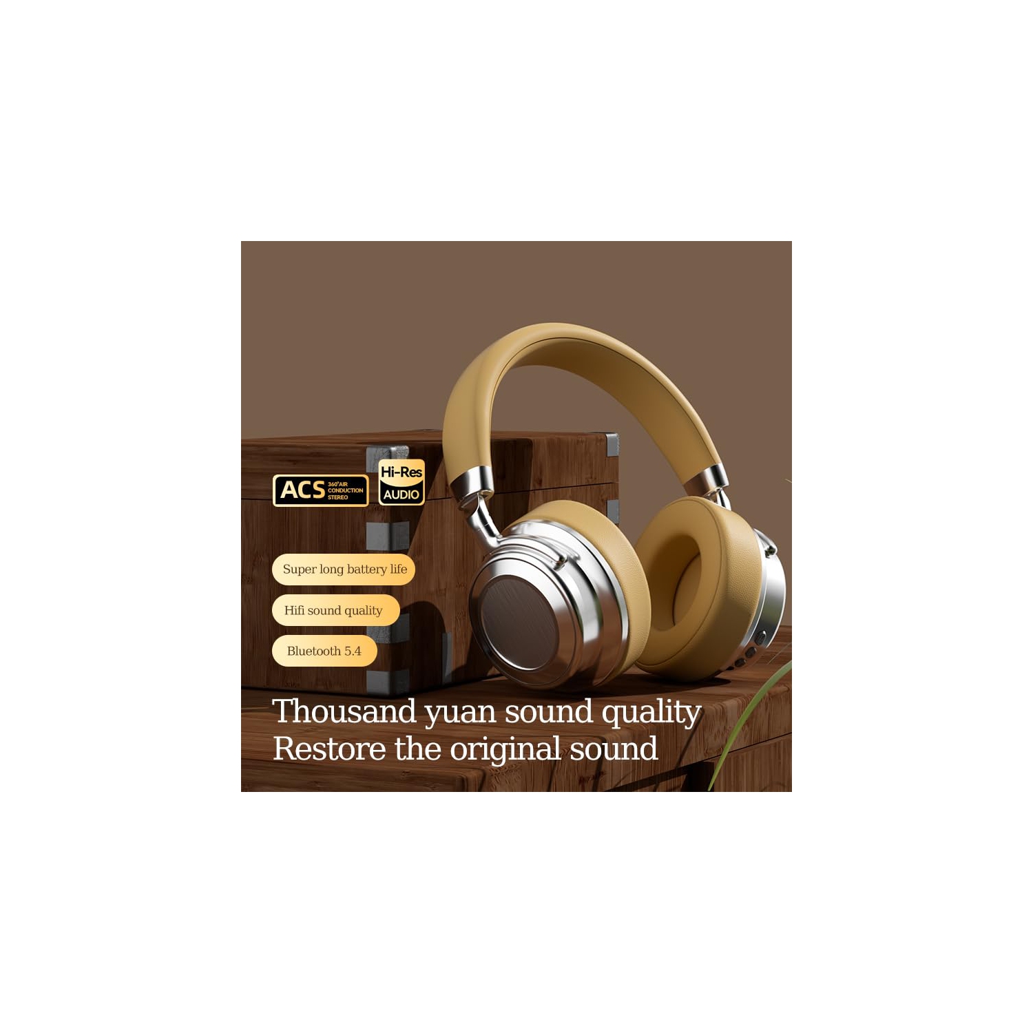 Casque d'écoute Bluetooth Vintage Metal de type C à chargement rapide, écouteurs haute fidélité pour le sport, les affaires, la musique