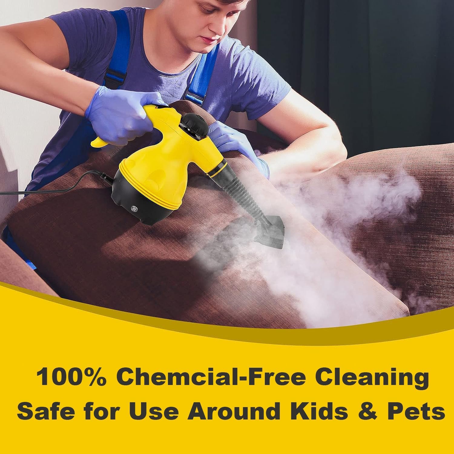 Handheld Steam Cleaner 1000W Portable High Temperature Pressurized Steam Cleaning Machine for Kitchen Sofa Bathroom Car Window