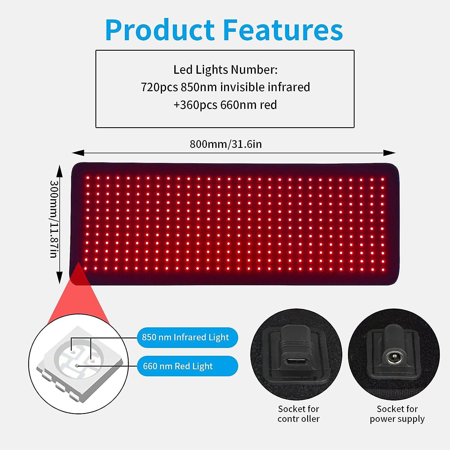 LED Light Therapy Device,Full Body Covered Therapy Pad,660&850nm Red Light Therapy Pad,Infrared Therapy Mat for Pain Relief