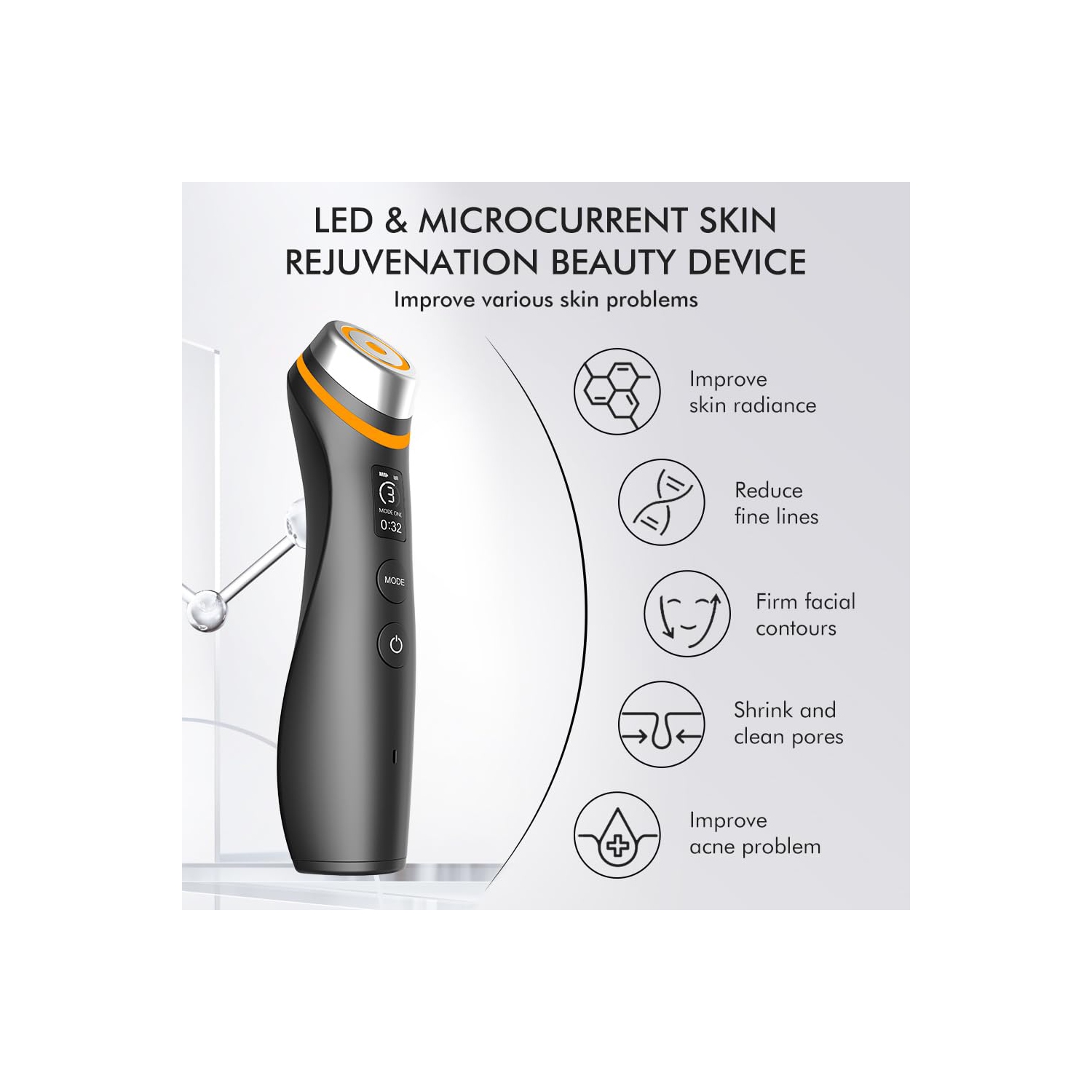 5 Color LED Light Therapy Device for Skin Care,Skin Tightening Face Beauty Device,Face Massager Tool with 5 Modes,Facial Neck Lifting,Firming & Pore