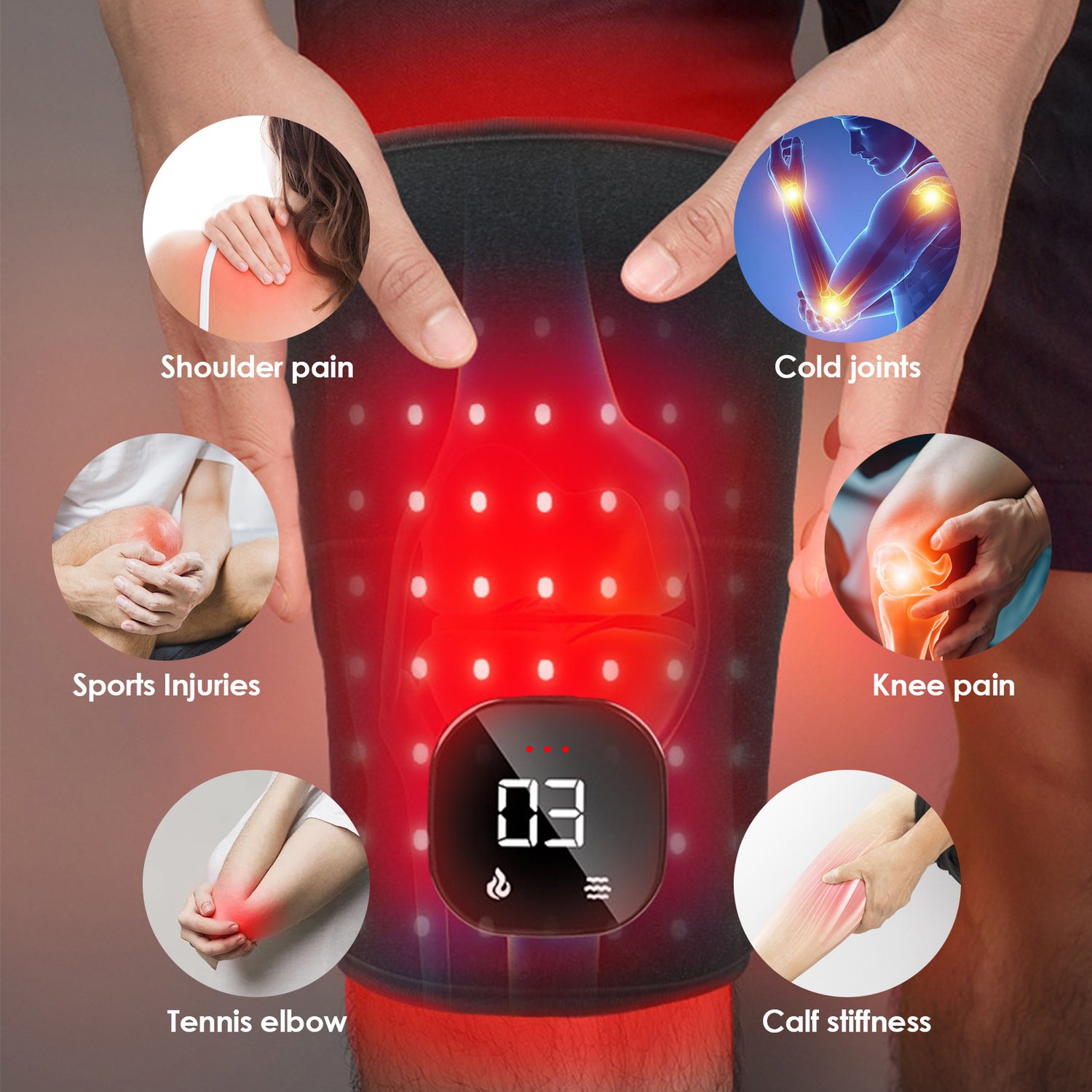 Red Light Therapy Knee Pad LED Light Knee Joint Therapy Device Near Infrared Heating Pad Pain Relief for Shoulder Leg