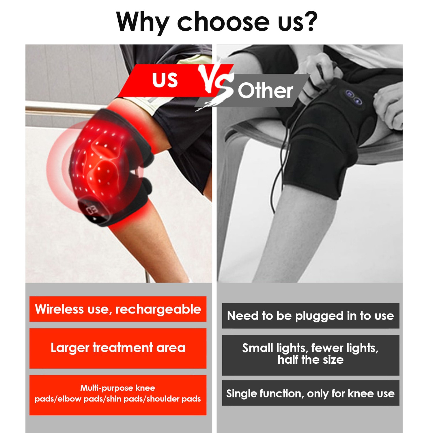 Red Light Therapy Knee Pad LED Light Knee Joint Therapy Device Near Infrared Heating Pad Pain Relief for Shoulder Leg