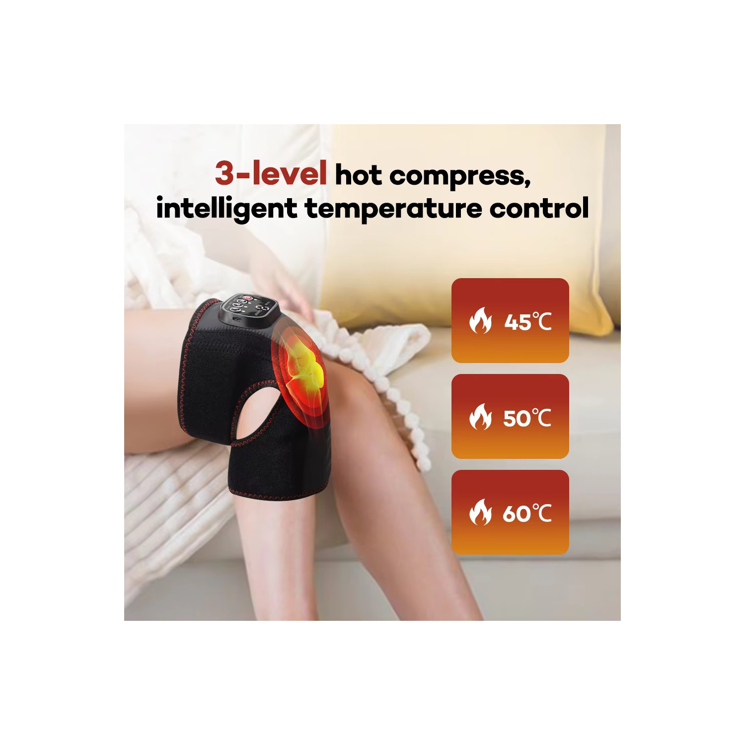 Wireless Heating Air Pressure Knee Brace,Airbag Massage Belt,Hot Compression Knee Massager,Leg Massage Device with Heat Therapy