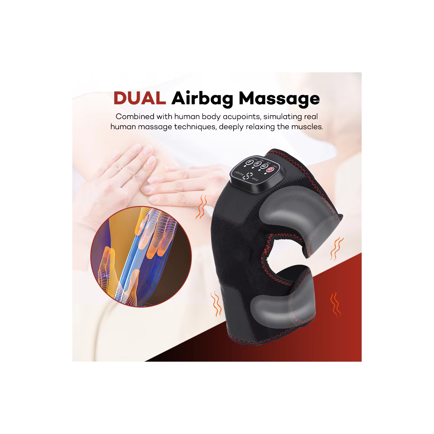 Wireless Heating Air Pressure Knee Brace,Airbag Massage Belt,Hot Compression Knee Massager,Leg Massage Device with Heat Therapy