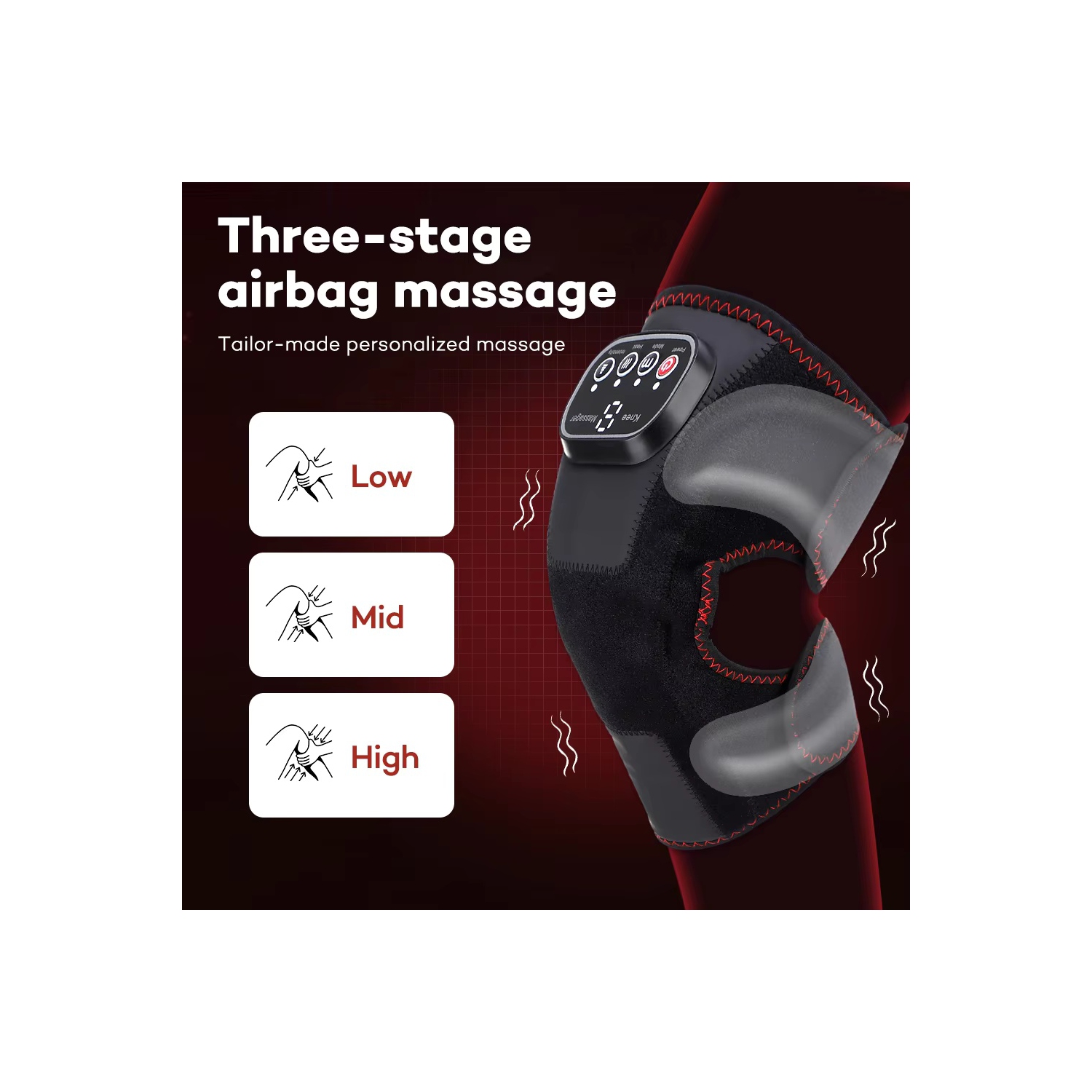 Wireless Heating Air Pressure Knee Brace,Airbag Massage Belt,Hot Compression Knee Massager,Leg Massage Device with Heat Therapy