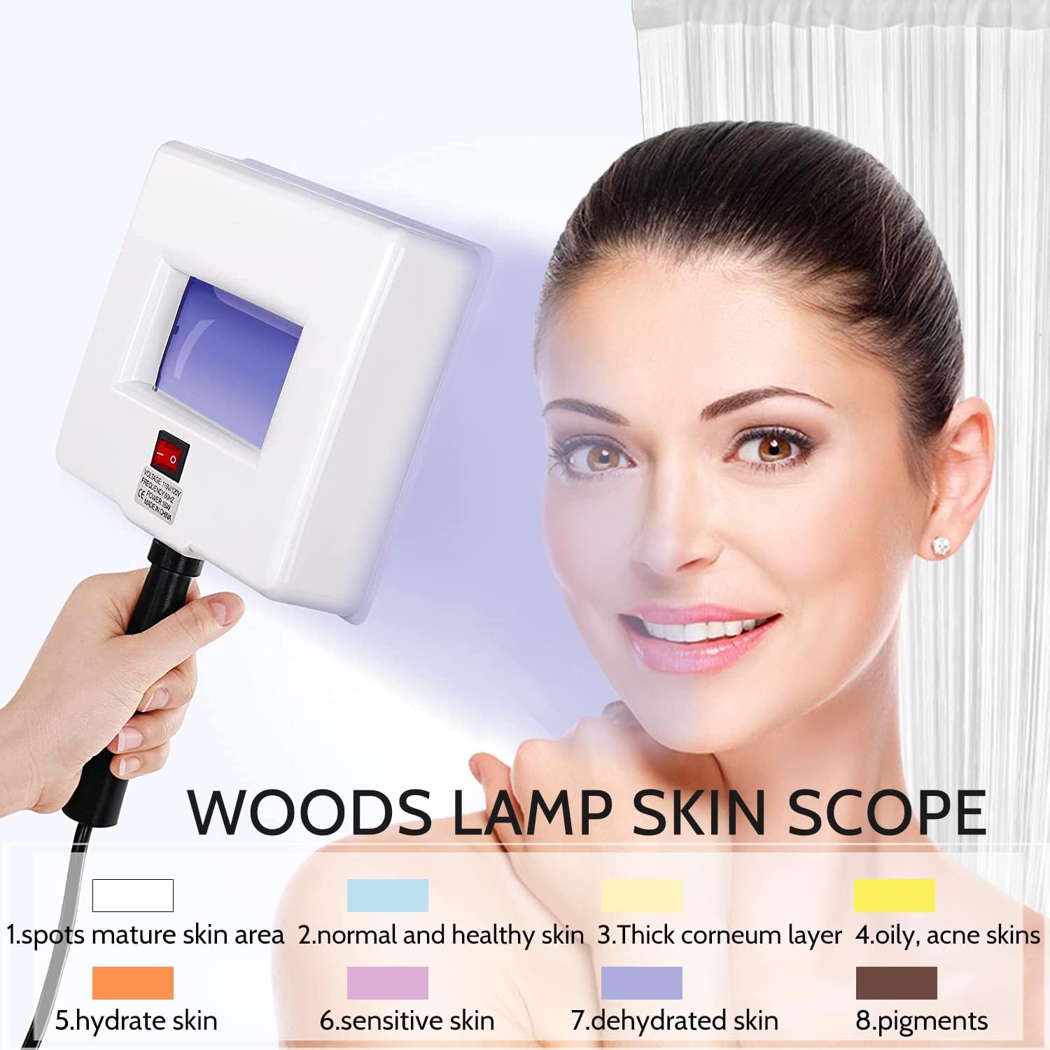 Woods Lamp Skin Analyzer,Portable Magnifying Analyzer Facial Woods Lamp with Shade Cloth,Woods Lamp for Skin Testing Home Use Salon SPA Machine