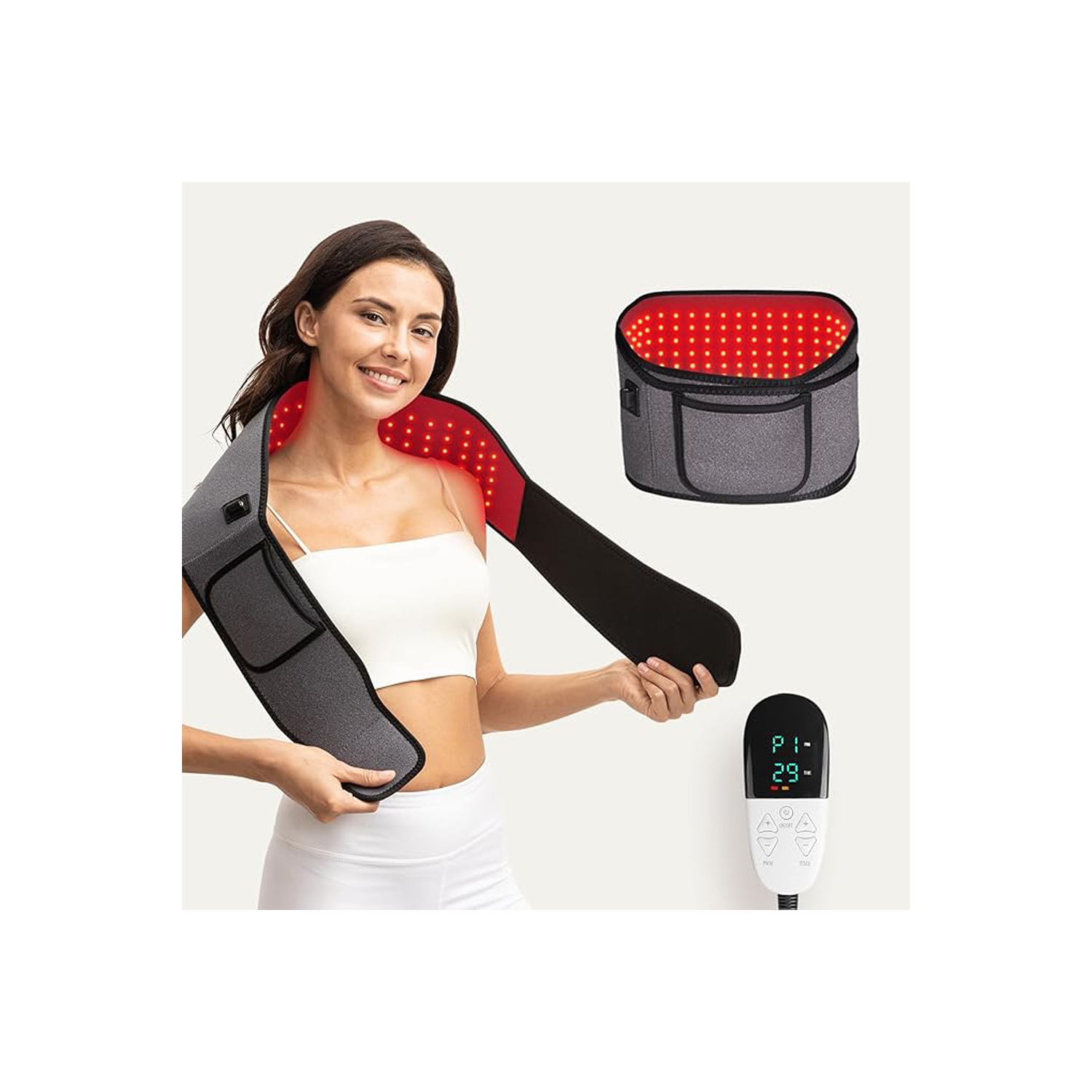 Red Light Therapy Belt Remote Control 660nm&850nm Infrared Light Therapy Wrap Care Belt for Back Waist Muscle Pain Relief