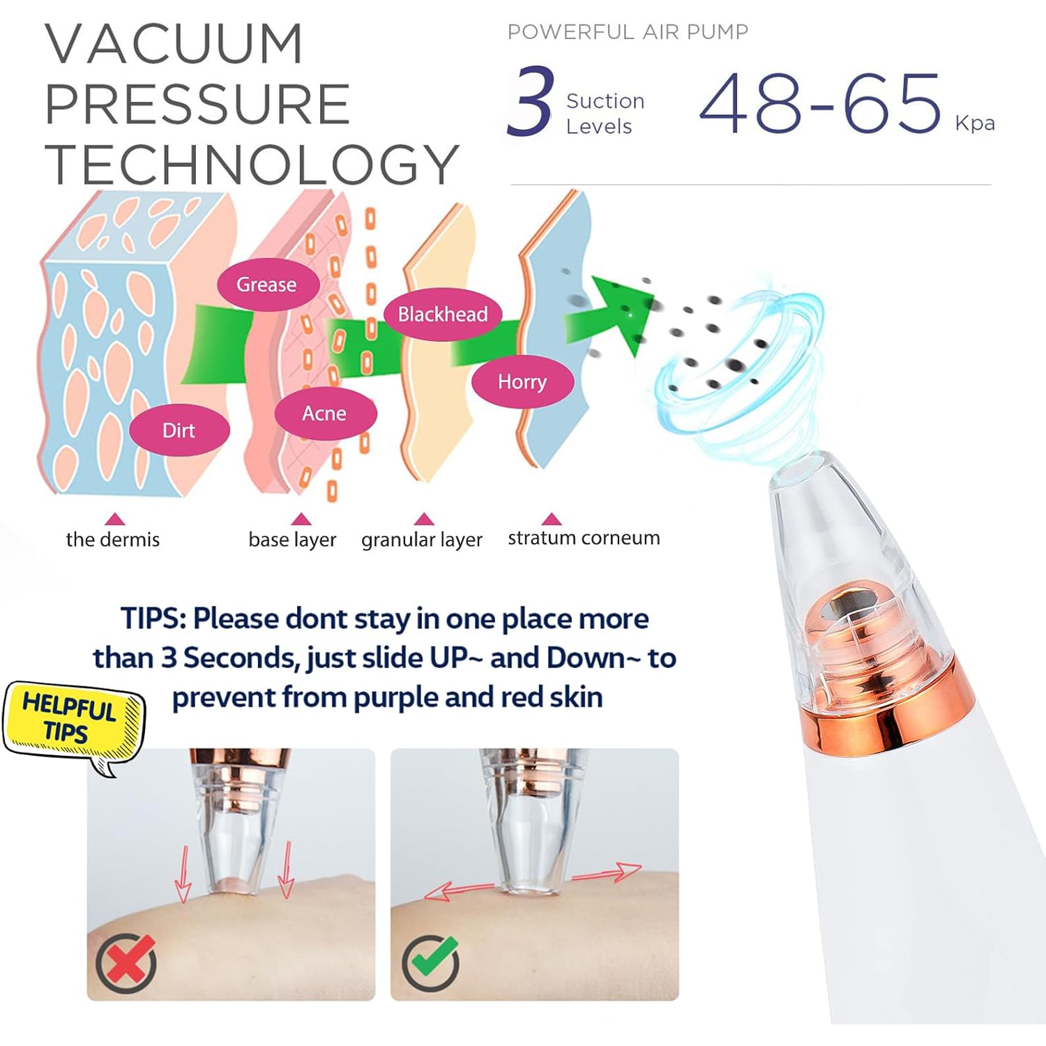 Blackhead Remover Vacuum,Black Head Remover for Face,Blackhead Extractor with 6 Suction Probes,USB Charging Pores Cleaning Vacuum for Women Men