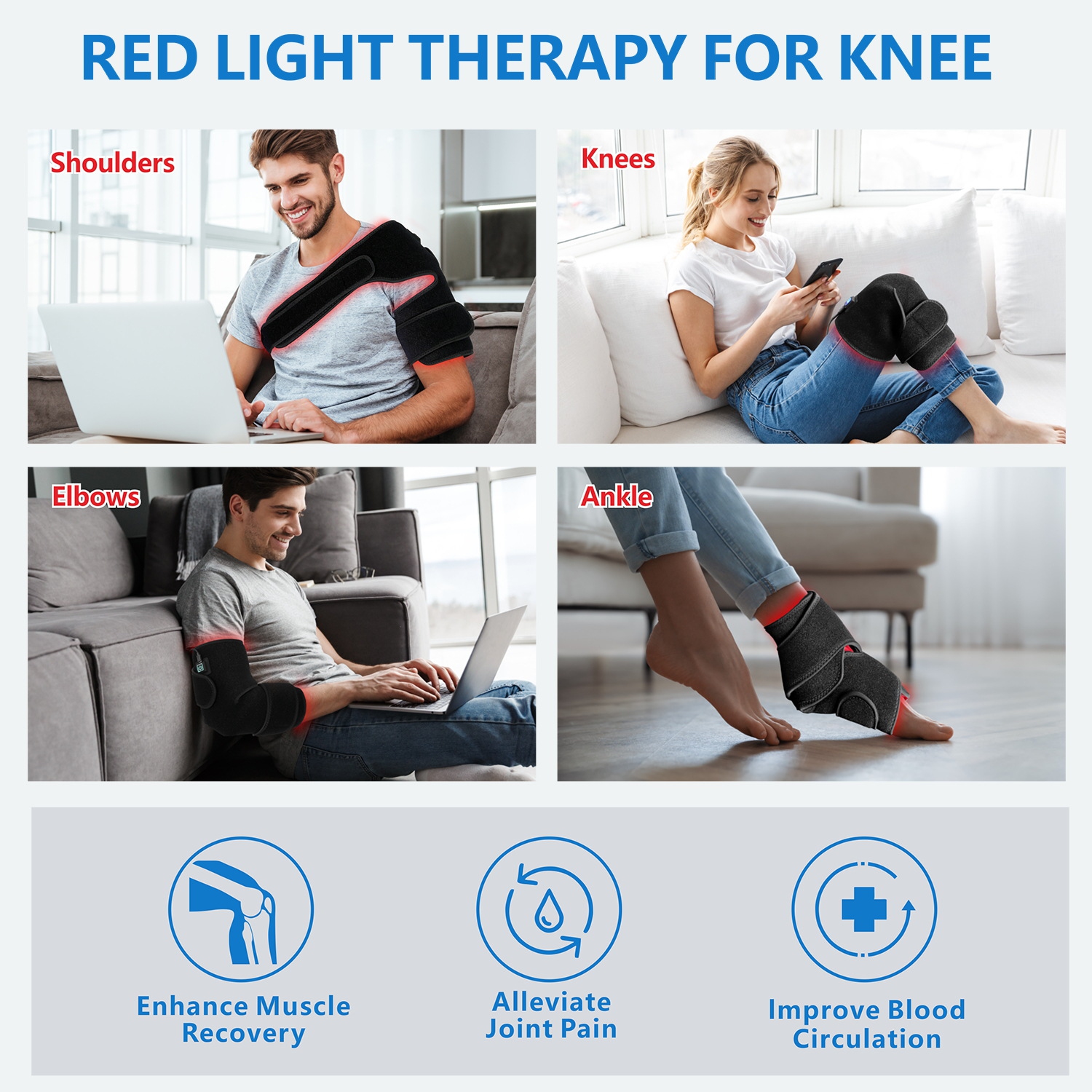 Red Light Therapy Knee Wrap,Infrared Knee Therapy Device,Red Light Therapy Pad for Pain Relief,Infrared Light Therapy Belt