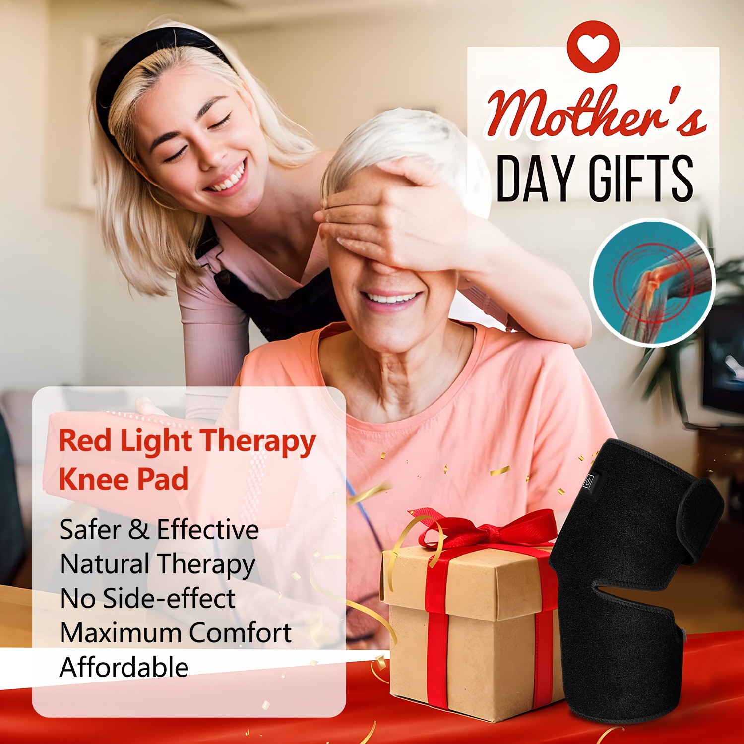 Red Light Therapy Knee Wrap,Infrared Knee Therapy Device,Red Light Therapy Pad for Pain Relief,Infrared Light Therapy Belt