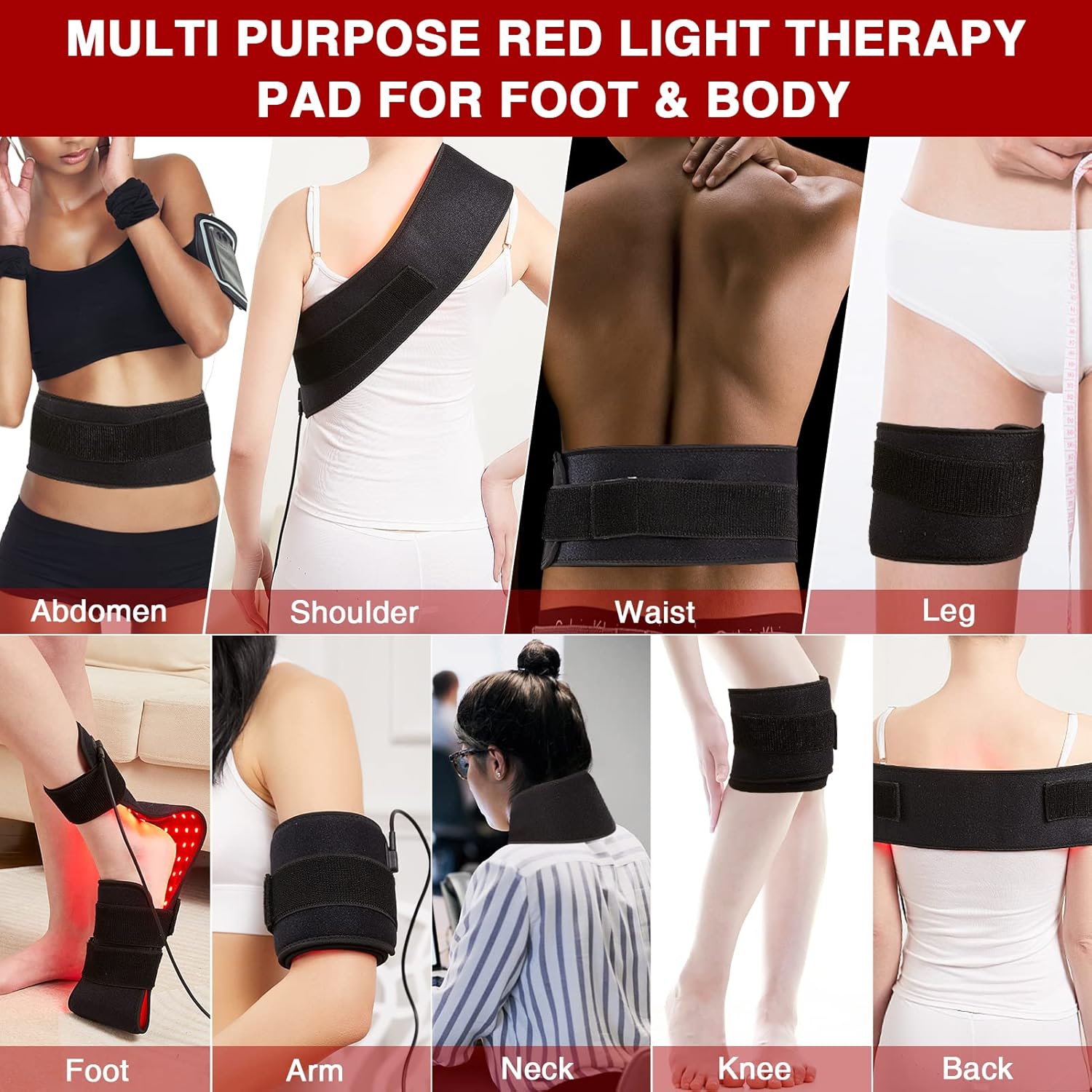 LED – Luminothérapie rouge pour les pieds et le corps, 640 nm & 660 nm & 880 nm – Ceinture de luminothérapie infrarouge, enveloppe de