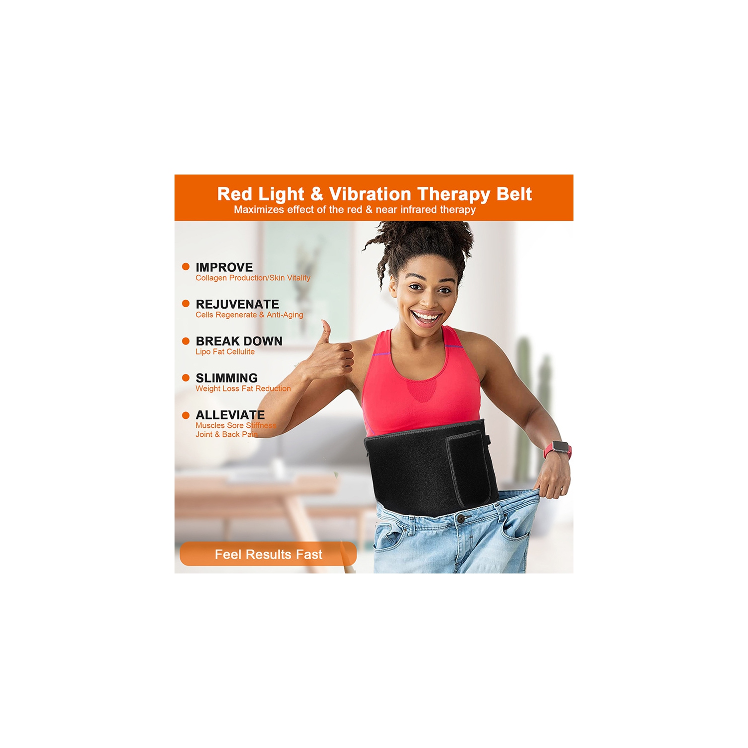 660nm 850nm Infrared Red Light Therapy Belt,Red Light Therapy Pad for Neck Back Waist Pain Relief,Red Light Therapy Wrap Belt