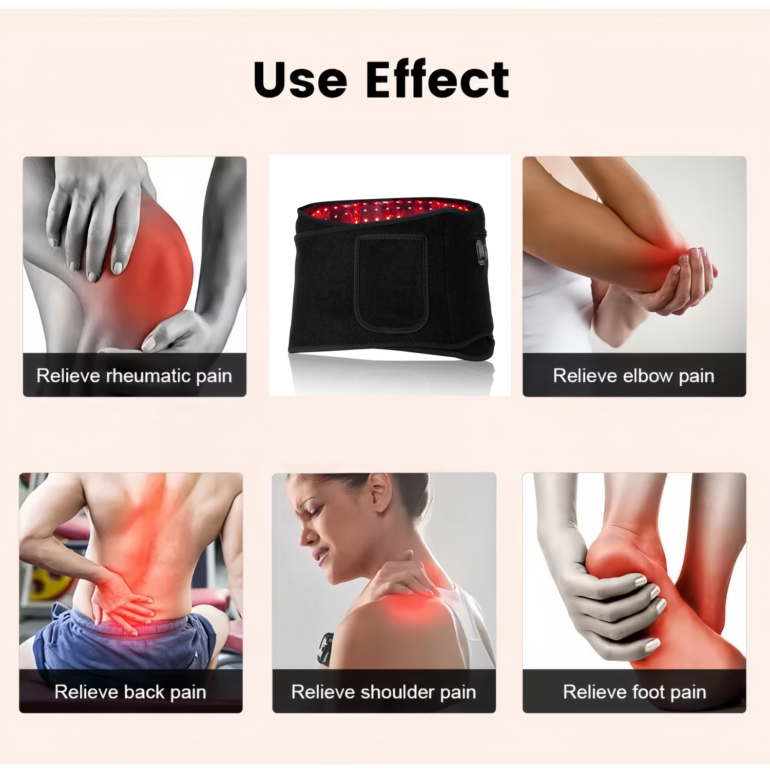 660nm 850nm Infrared Red Light Therapy Belt,Red Light Therapy Pad for Neck Back Waist Pain Relief,Red Light Therapy Wrap Belt