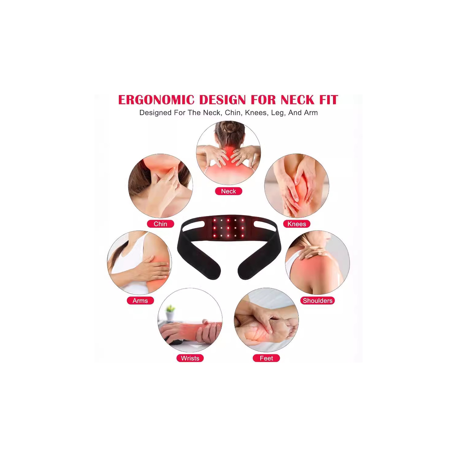 Red Light Therapy Belt for Neck Infrared Light Therapy Flexible Wearable Wrap Pad Red Light Therapy Device