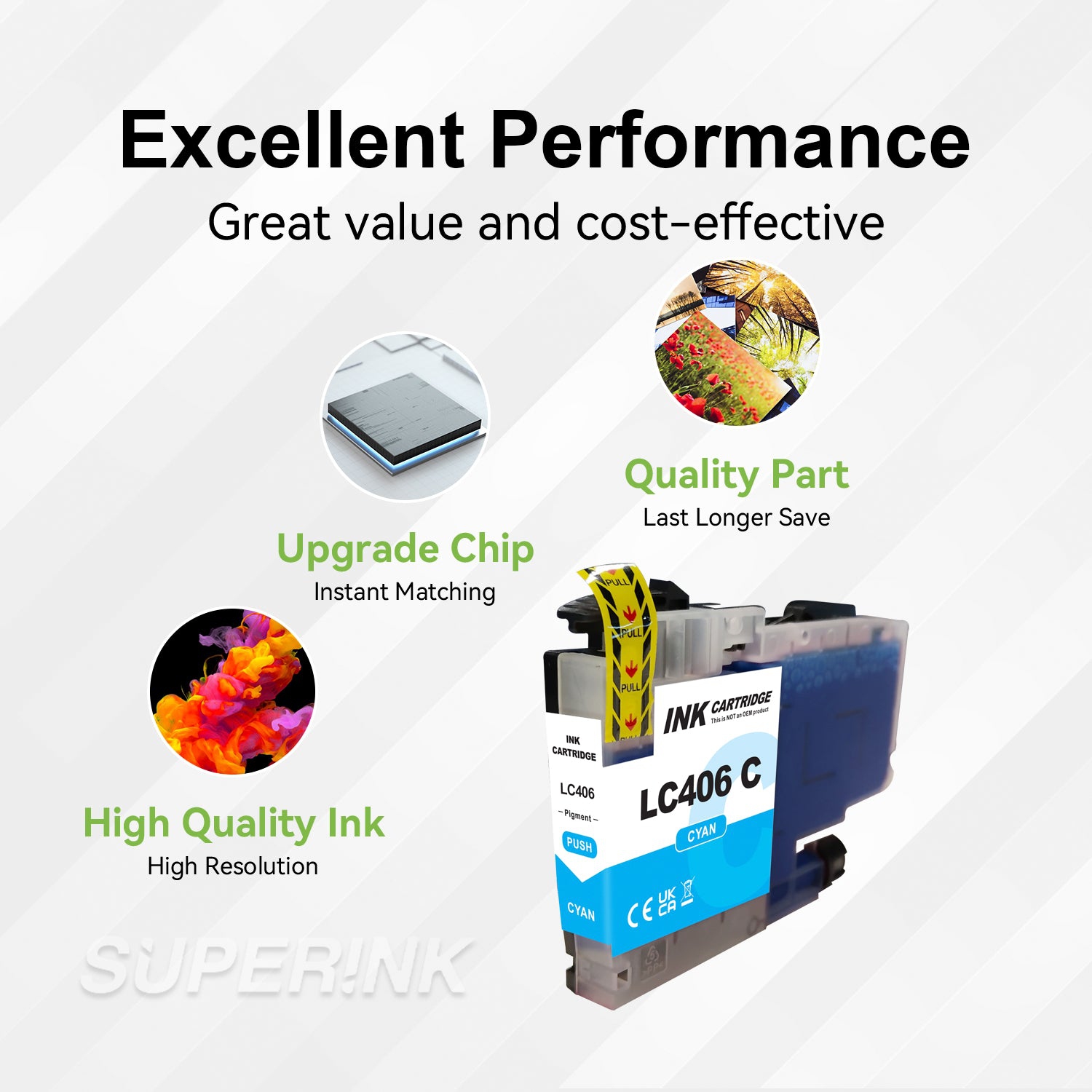 Compatible Brother LC406 Cyan Ink Cartridge by Superink