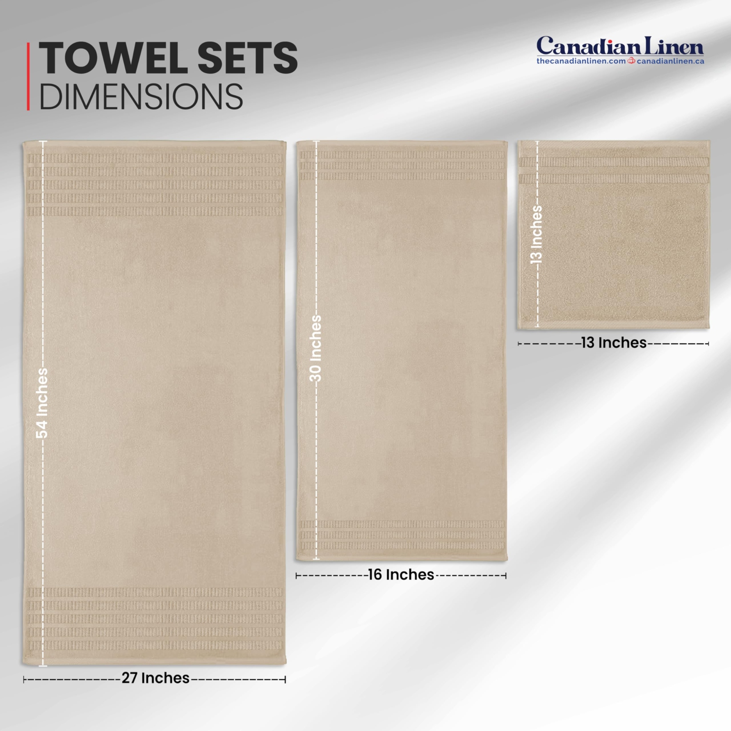 Canadian Linen Royale Towels, Pack of 3, Lightweight Quick Dry Soft Absorbent Cotton Towel for Hotel Motel Spa Gym, Beige