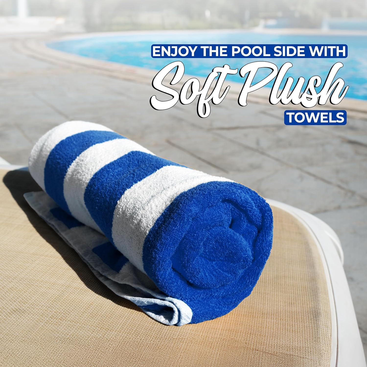 Canadian Linen Cabana Stripe Beach Towels Set, 2 Pack, 30"x60" Cotton Soft Absorbent Soft Quick Dry Lightweight Pool Towel for Resorts, Grey & Beige