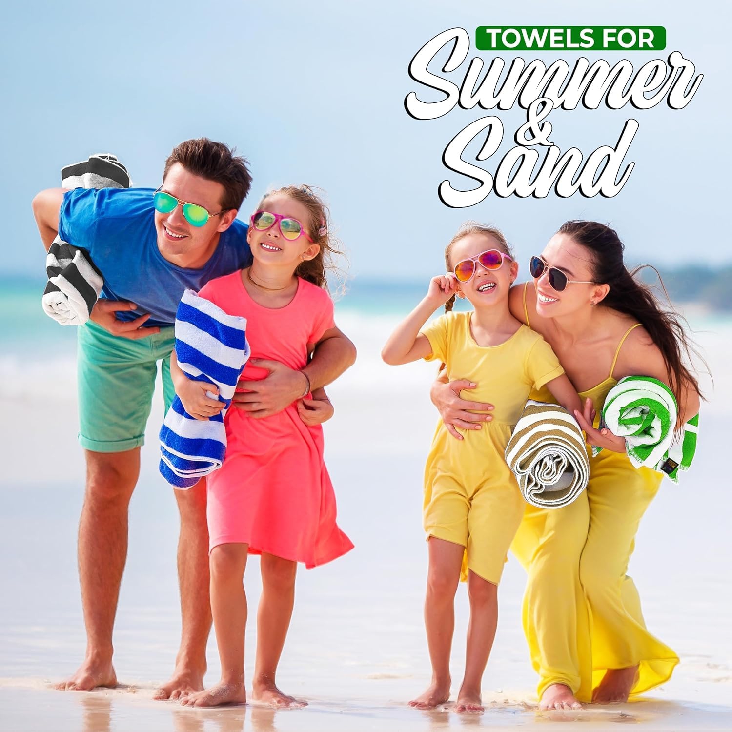 Canadian Linen Cabana Stripe Beach Towels Set, 2 Pack, 30"x60" Cotton Soft Absorbent Soft Quick Dry Lightweight Pool Towel for Resorts, Grey & Beige