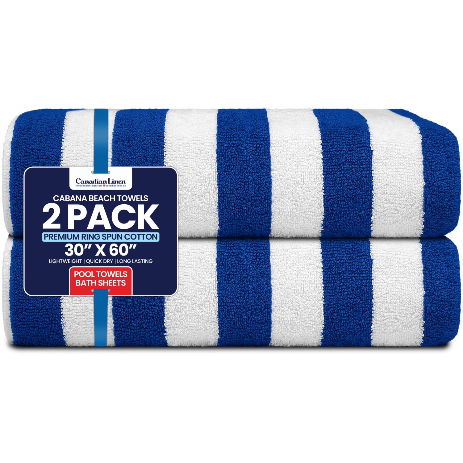 Canadian Linen – Ensemble de serviettes de plage à rayures Cabana, 2 serviettes de plage, 30 x 60&nbsp;po, coton doux et absorbant doux, séchage