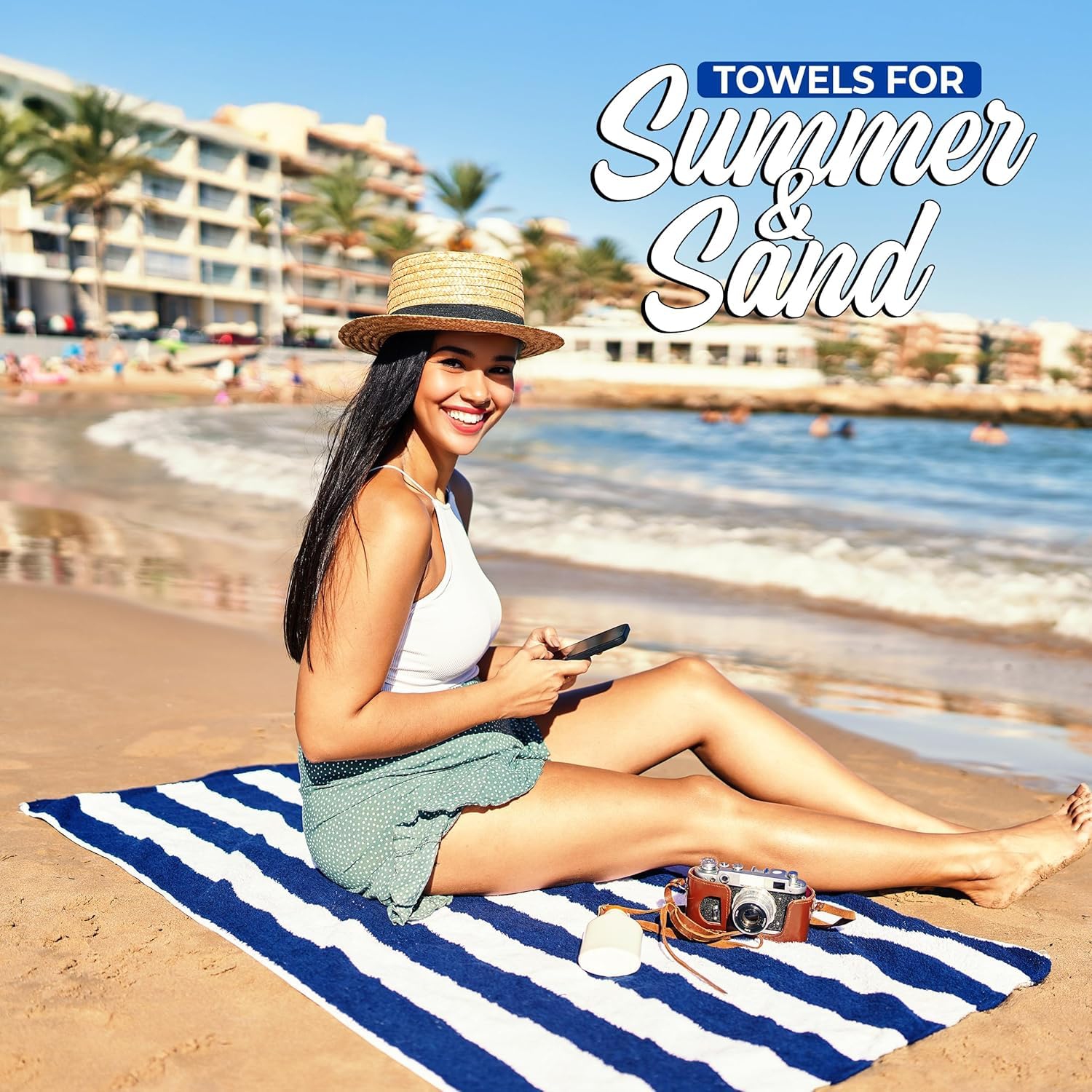 Canadian Linen – Ensemble de serviettes de plage à rayures Cabana, 2 serviettes de plage, 30 x 60 po, coton doux et absorbant doux, séchage