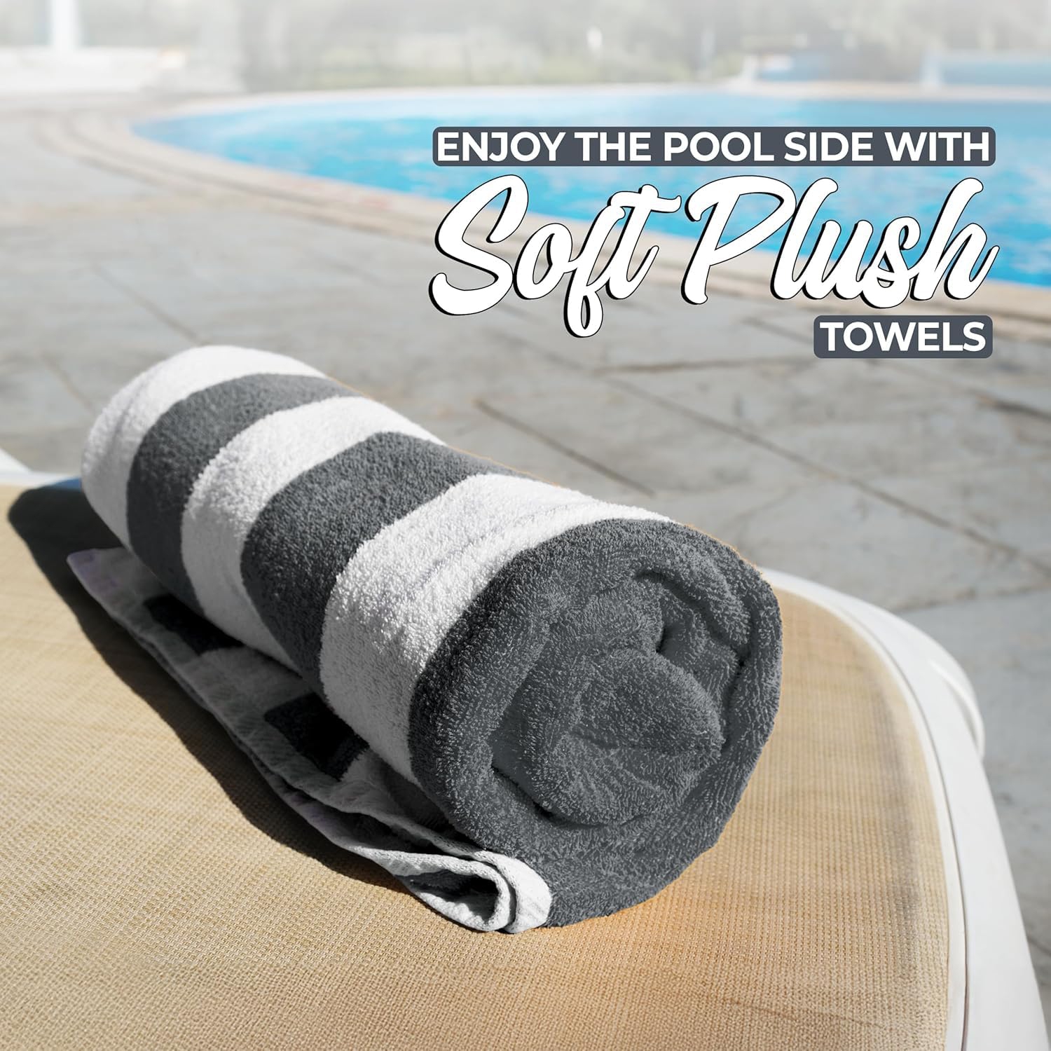 Canadian Linen Cabana Stripe Beach Towels Set, 2 Pack, 30"x60" Quick Dry Lightweight Soft Absorbent Cotton Large Pool Towel for Home, Hospitality,