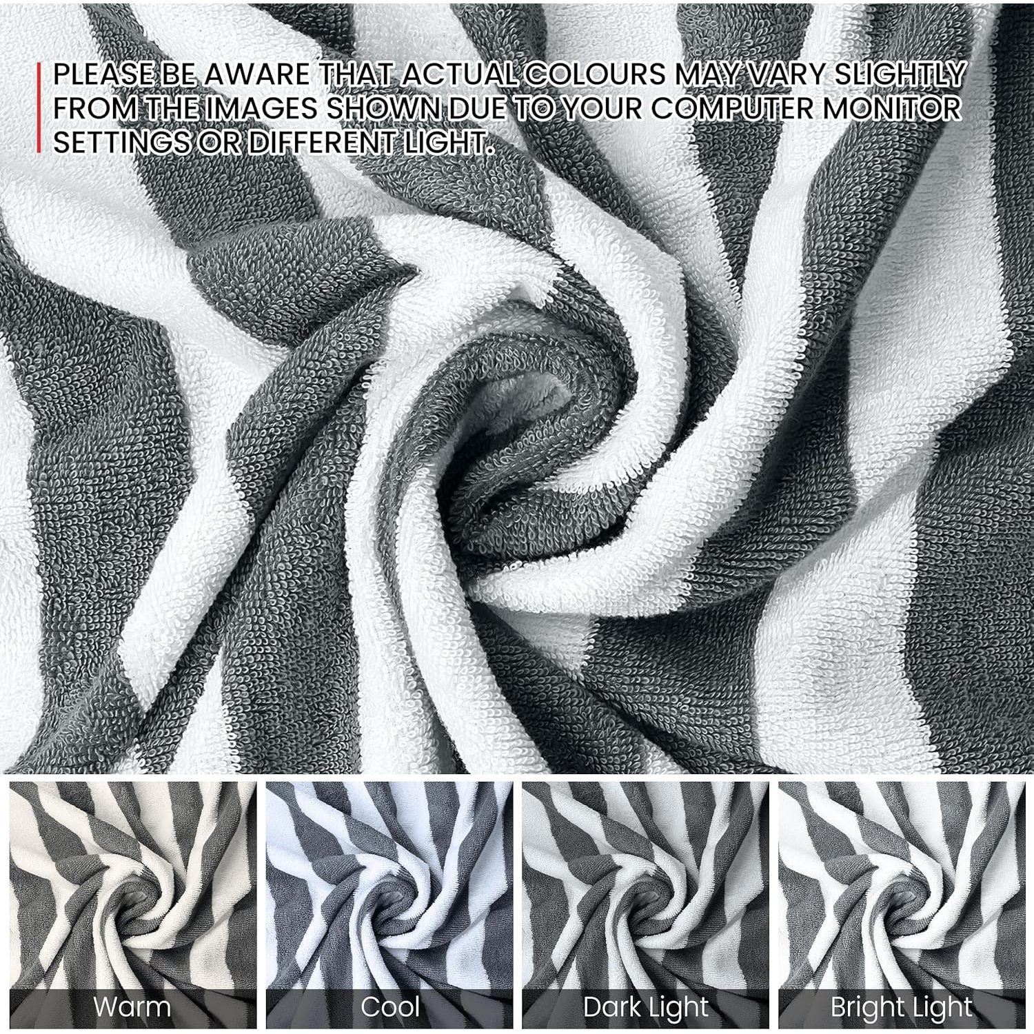 Canadian Linen Cabana Stripe Beach Towels Set, 2 Pack, 30"x60" Quick Dry Lightweight Soft Absorbent Cotton Large Pool Towel for Home, Hospitality,