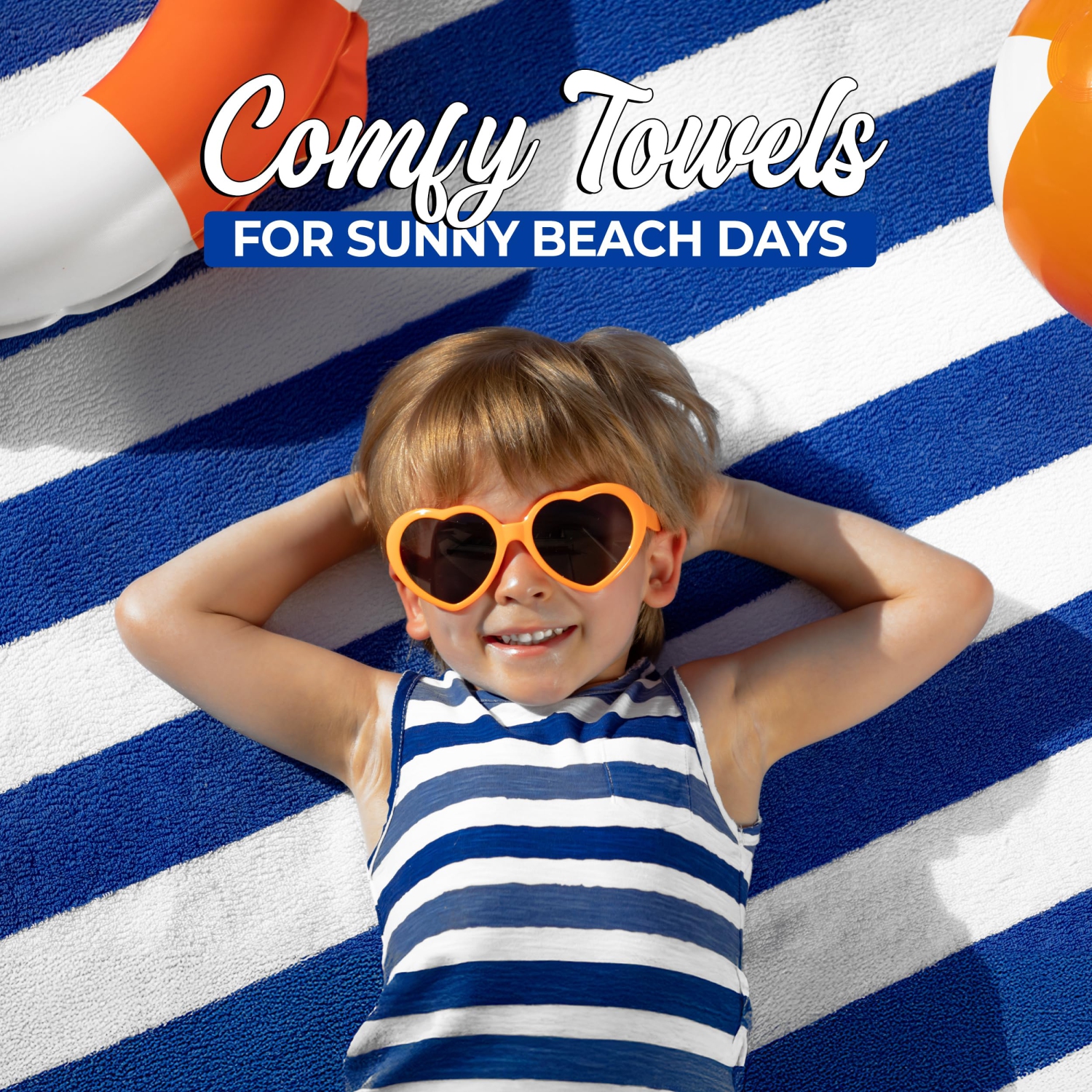 Ens. De serviettes de plage en lin Cabana Stripe de Canadian Linen, 2 serviettes de piscine 30 x 60 po en coton doux et absorbant à séchage