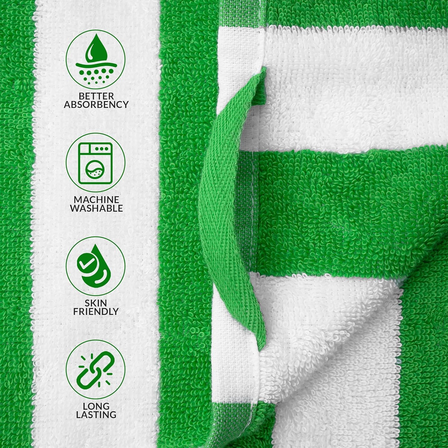 Ensemble de 2 serviettes de plage en lin canadien�� à rayures Cabana, très grand format, 30 x 60, séchage rapide, très absorbant, coton doux, grande