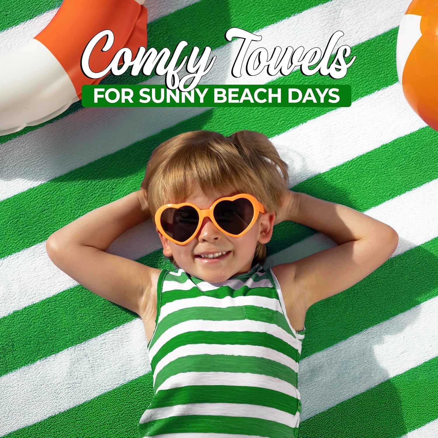 Ensemble de 2 serviettes de plage en lin canadien�� à rayures Cabana, très grand format, 30 x 60, séchage rapide, très absorbant, coton doux, grande