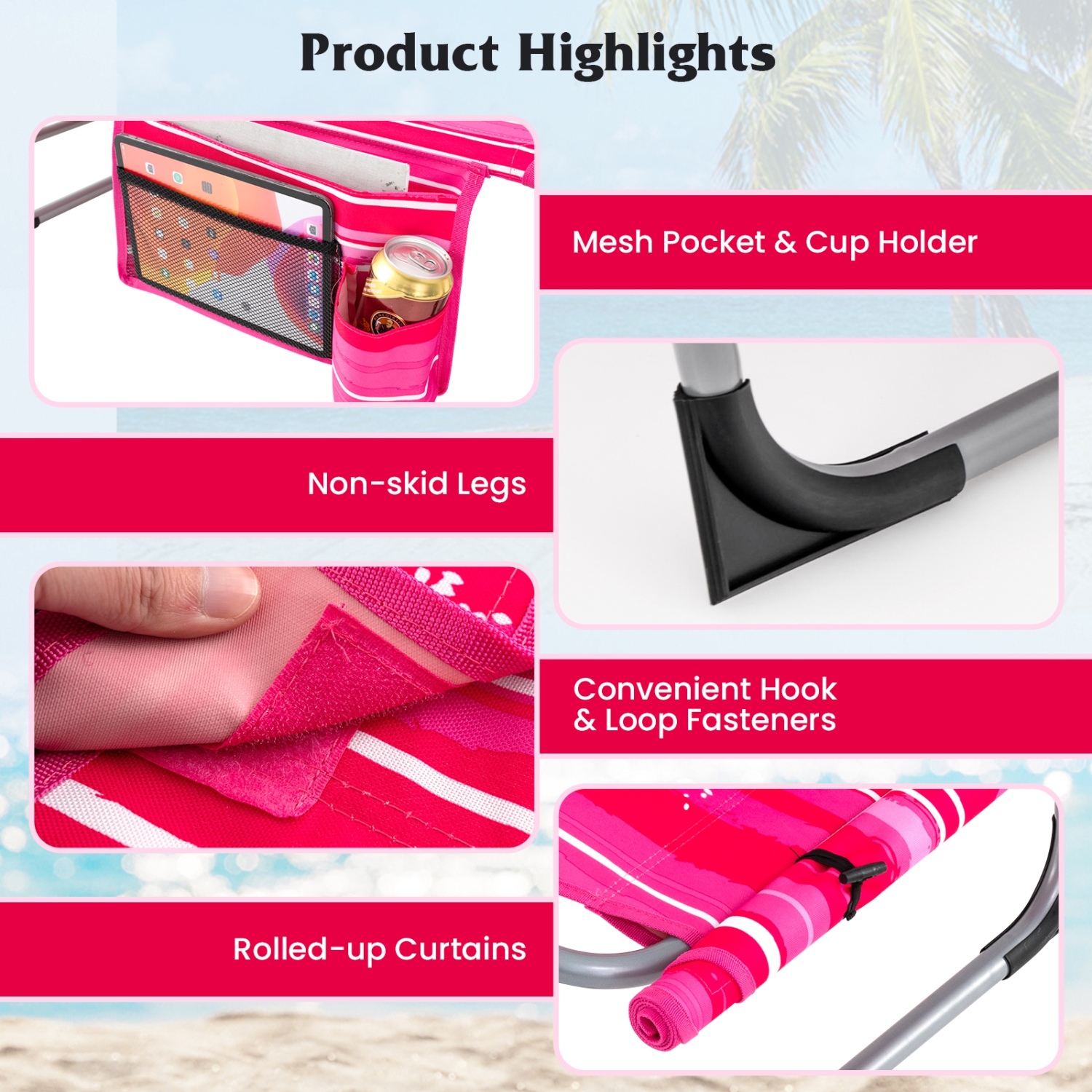 Gymax Outdoor Folding Chaise 5-Position Lounge Chair w/ Face Hole & Adjustable Footrest