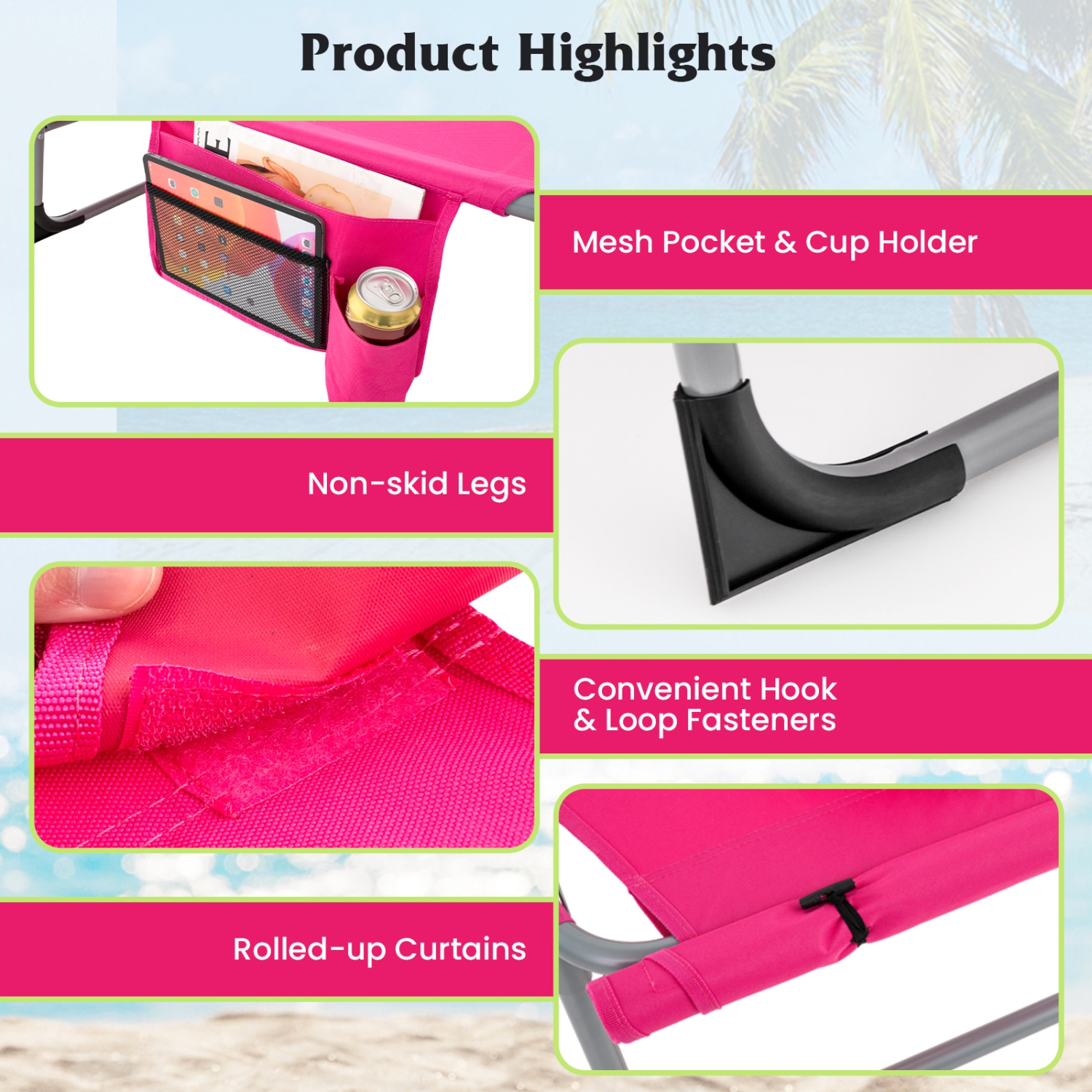 Gymax Outdoor Folding Chaise 5-Position Lounge Chair w/ Face Hole & Adjustable Footrest