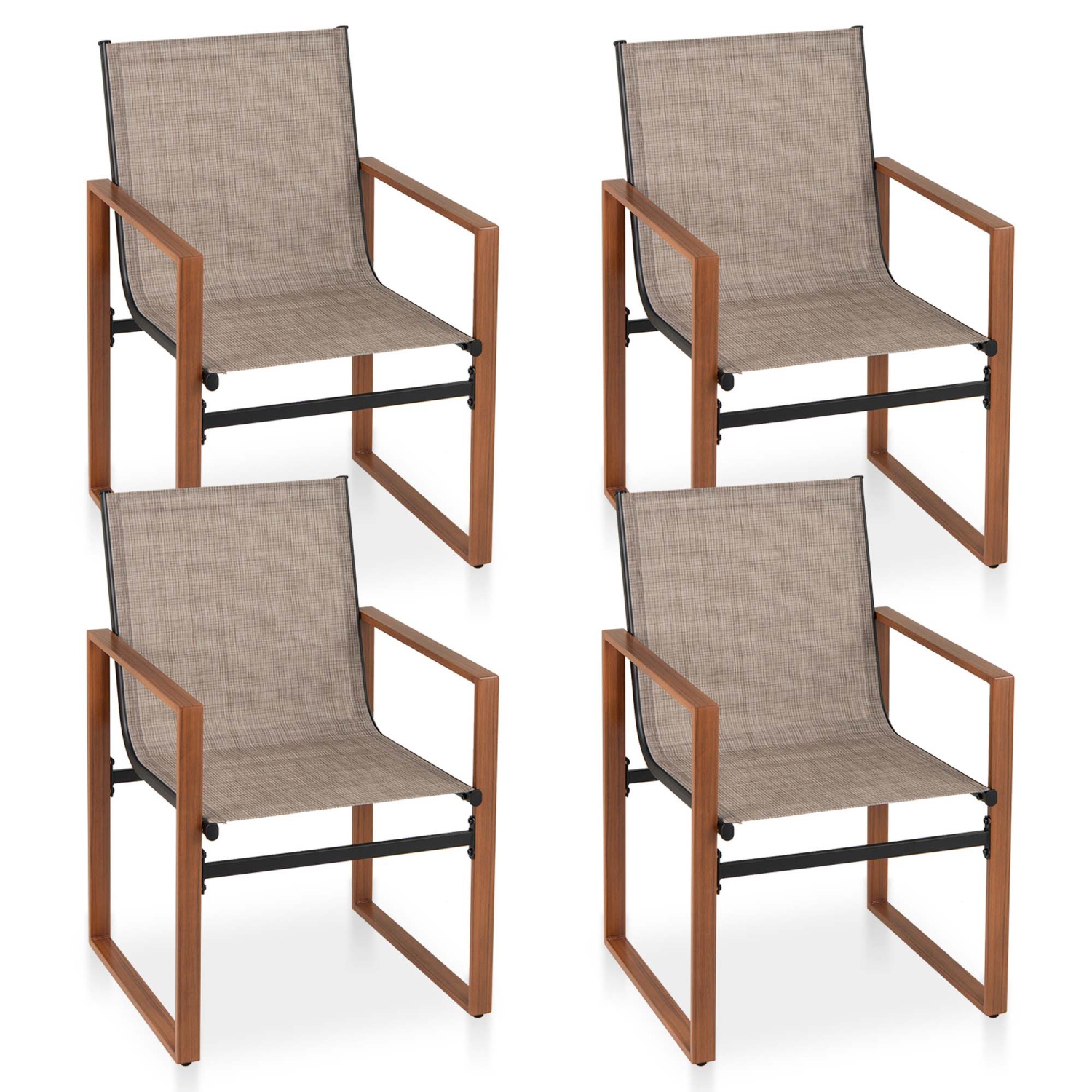 Gymax 4 PCS Outdoor Dining Chairs Patio Furniture Chair w/ Breathable Seat & Backrest