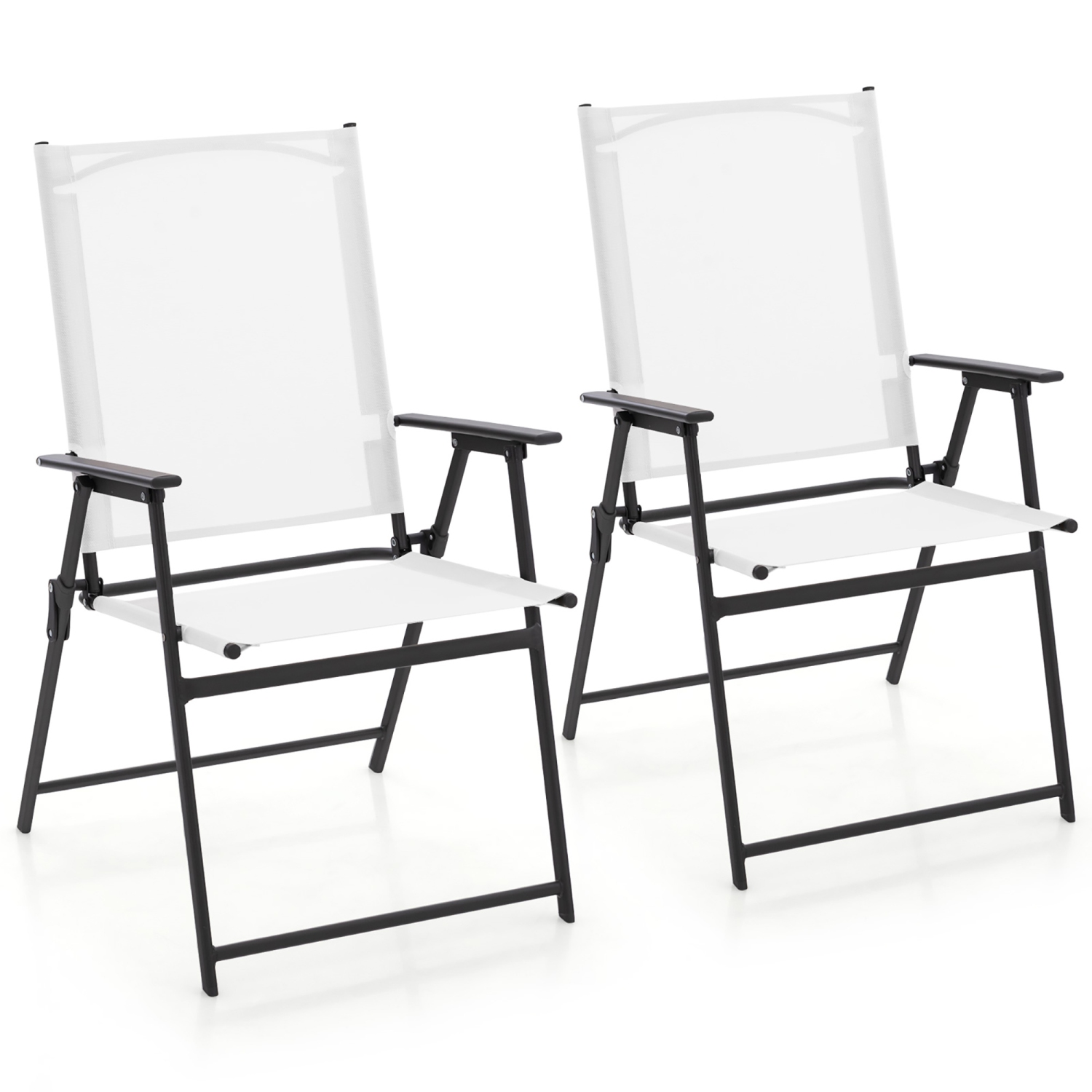 Gymax 2-Piece Patio Folding Chairs High Back Dining Chair Set w/ Weather-resistant Fabric