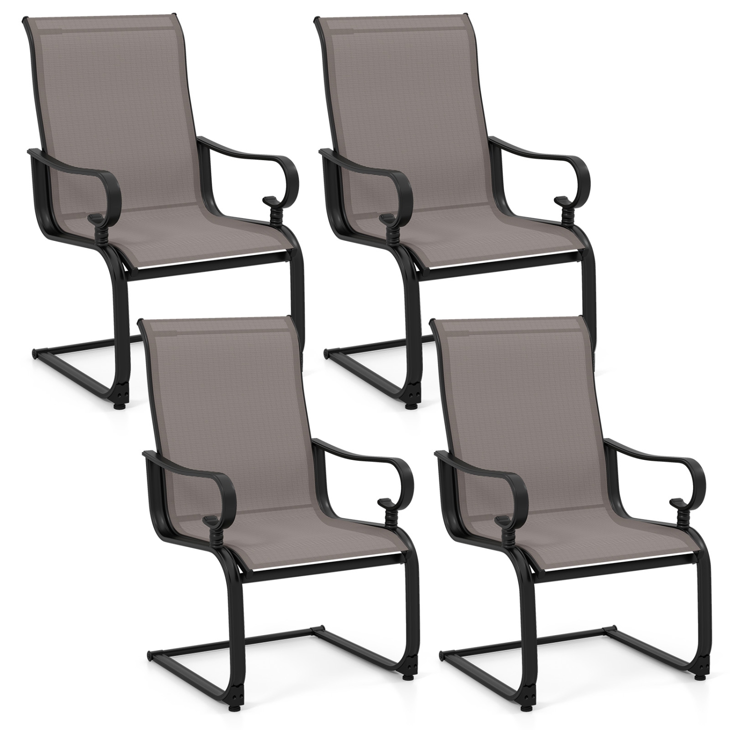 Gymax Patio Dining Chairs Set of 4 C-Spring Motion Patio Chairs w/ Metal Frame