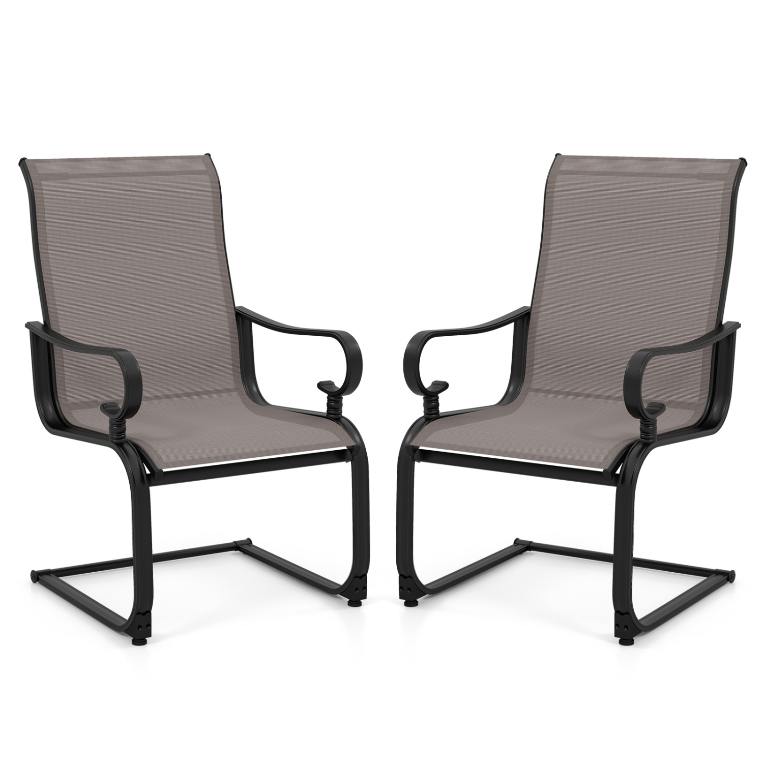 Gymax Patio Dining Chairs Set of 4 C-Spring Motion Patio Chairs w/ Metal Frame