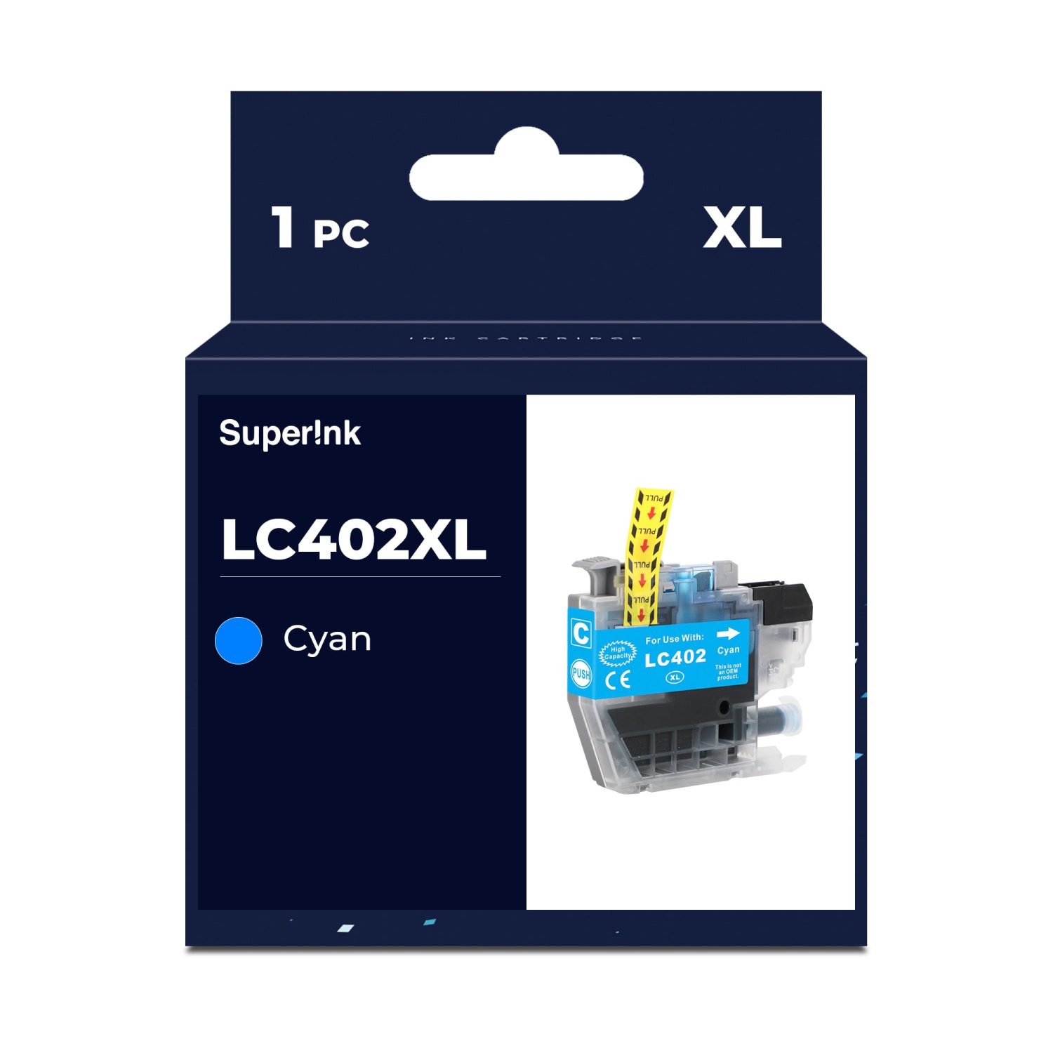 Compatible avec la cartouche d'encre cyan à haut rendement LC402XL de Superink pour Brother