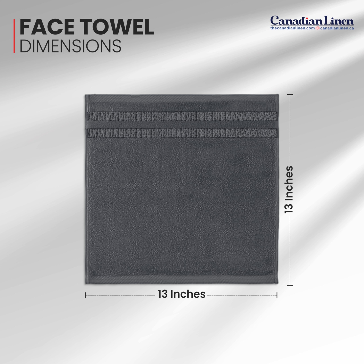 Canadian Linen Royale Face Towels Set, 13"x13", 4 Pack, Soft Absorbent Cotton Lightweight Quick Dry Face Cloth for Hotel Salons Massage Spa, Dark Grey