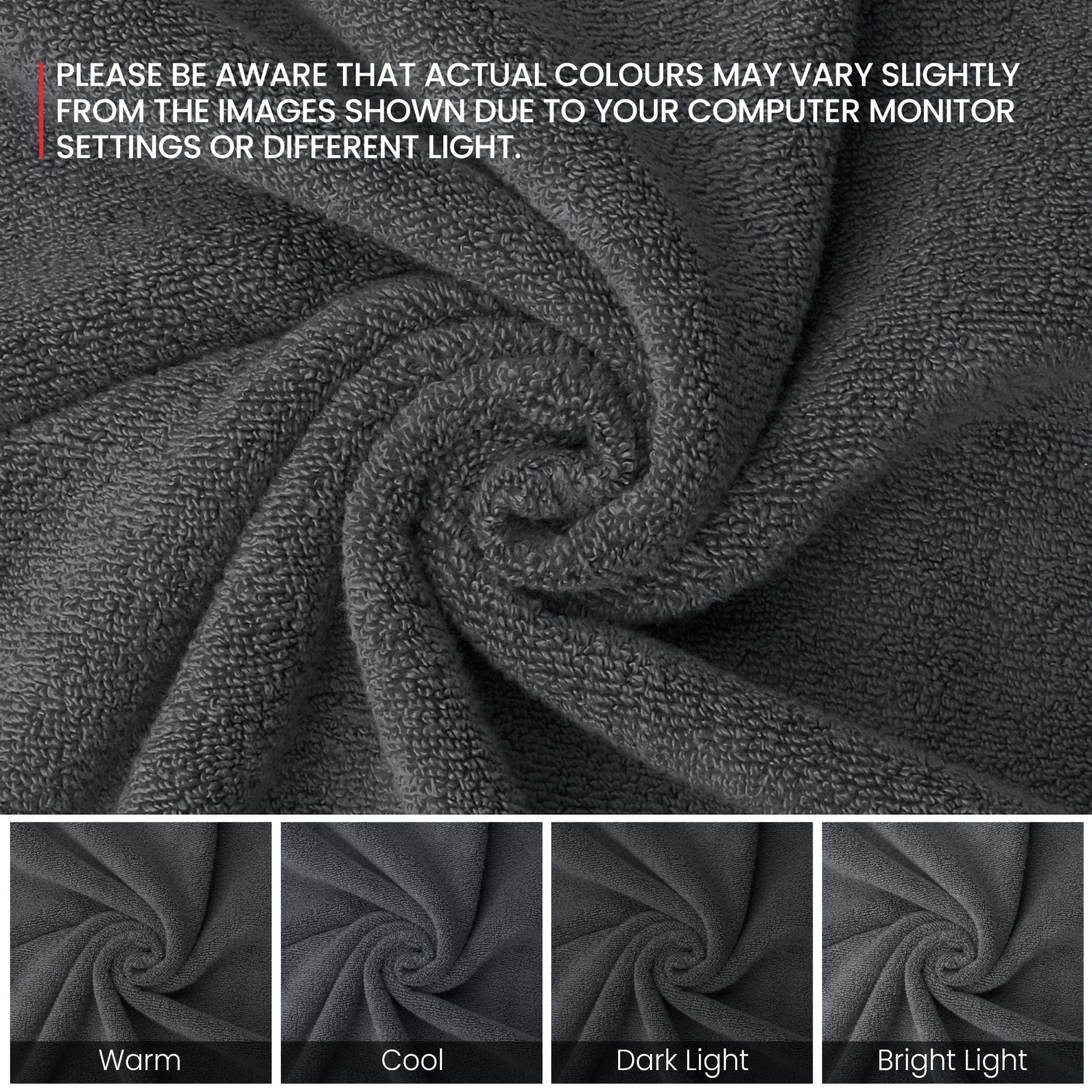 Canadian Linen Royale Face Towels Set, 13"x13", 4 Pack, Soft Absorbent Cotton Lightweight Quick Dry Face Cloth for Hotel Salons Massage Spa, Dark Grey