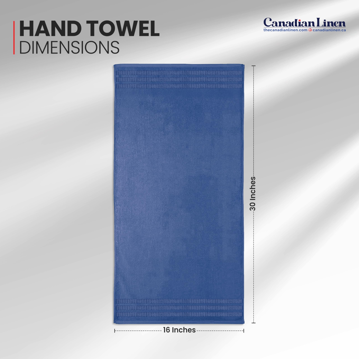 Canadian Linen Royale Hand Towels Set, 16"x30", 4 Pack, Lightweight Quick Dry Soft Absorbent Cotton Large Hand Towels for Hotels Spa Salons Home, Blue