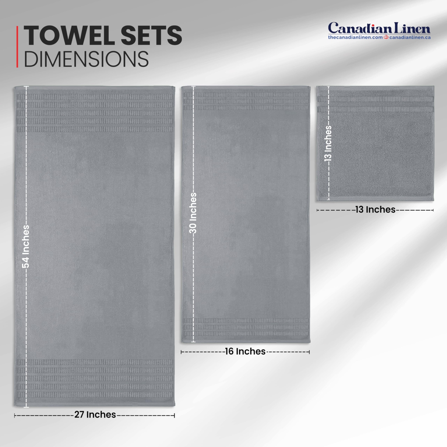 Canadian Linen Royale Towels, Pack of 6, Soft Absorbent Cotton Quick Dry Lightweight Towels for Home Resorts Gym, Light Grey