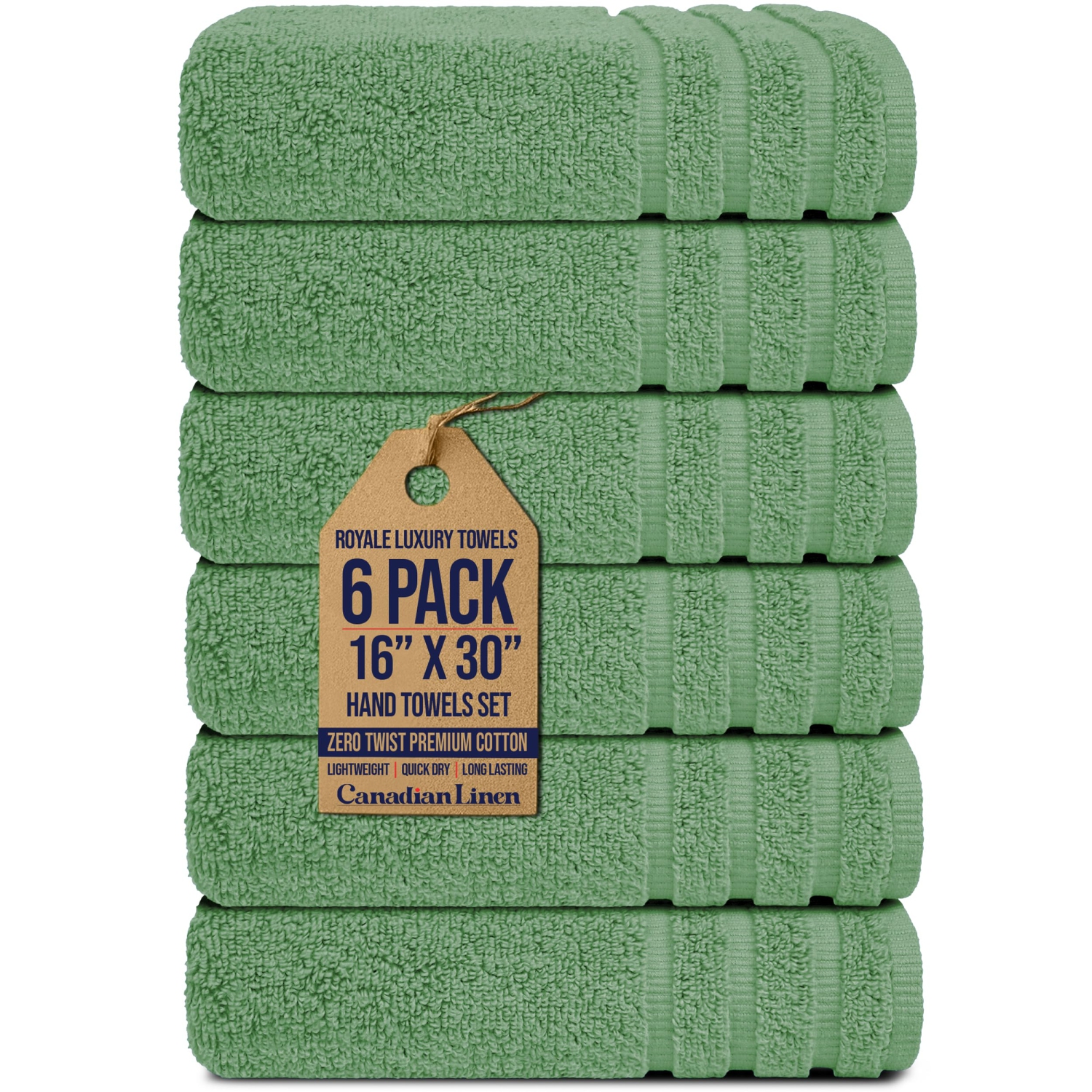 Canadian Linen Royale – Ensemble d'essuie-mains, 16 x 30&nbsp;po, paq. 6, coton doux absorbant, séchage rapide, essuie-tout pour salon Home Hotel