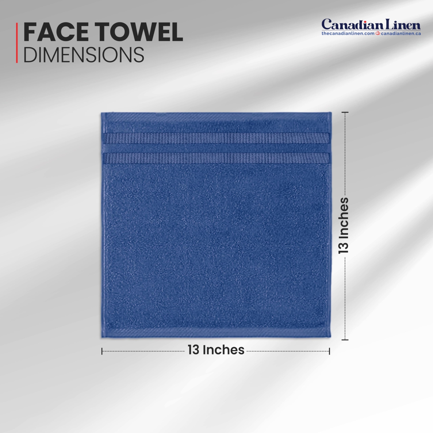 Canadian Linen Royale Face Towels Set, 13"x13", 12 Pack, Lightweight Quick Dry Soft Absorbent Cotton Shower Cloths for Hotel Spa Hair Salons Gym, Blue