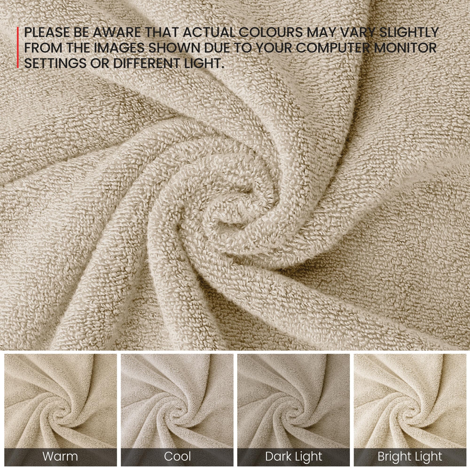 Canadian Linen Royale Face Towels Set, 13"x13", 12 Pack, Lightweight Quick Dry Soft Absorbent Cotton Washcloths for Home Salons Kitchen Resorts, Beige